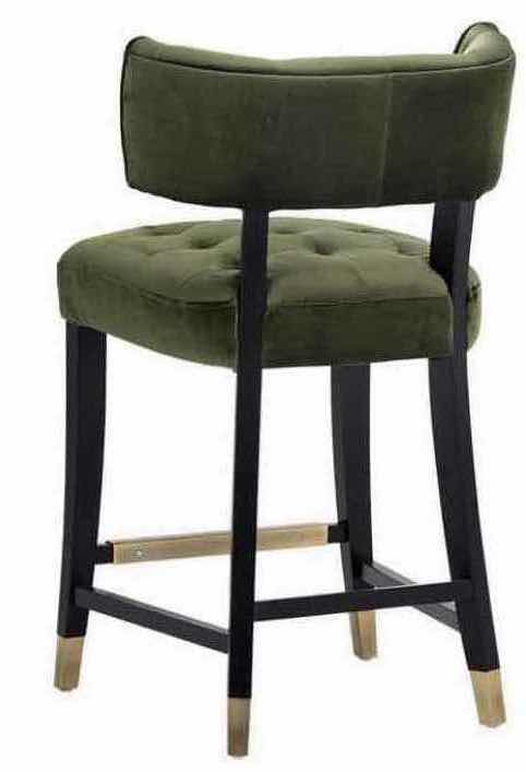 Photo 1 of 2- TATUM COUNTER STOOLS W MOSS GREEN VELVET UPHOLSTERY DIAMOND TUFTING ESPRESSO WOOD H 36" $200
