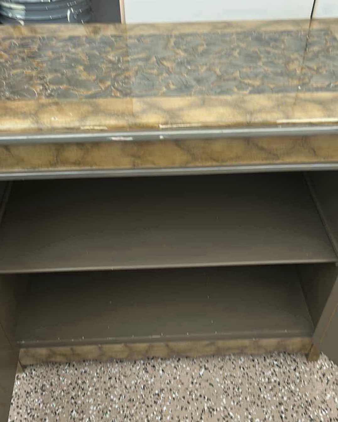 Photo 1 of ART DECO STYLE ACCENT CABINET W TOP & SILVER LEAF FLORAL PANELS 36" X 18" H 30"