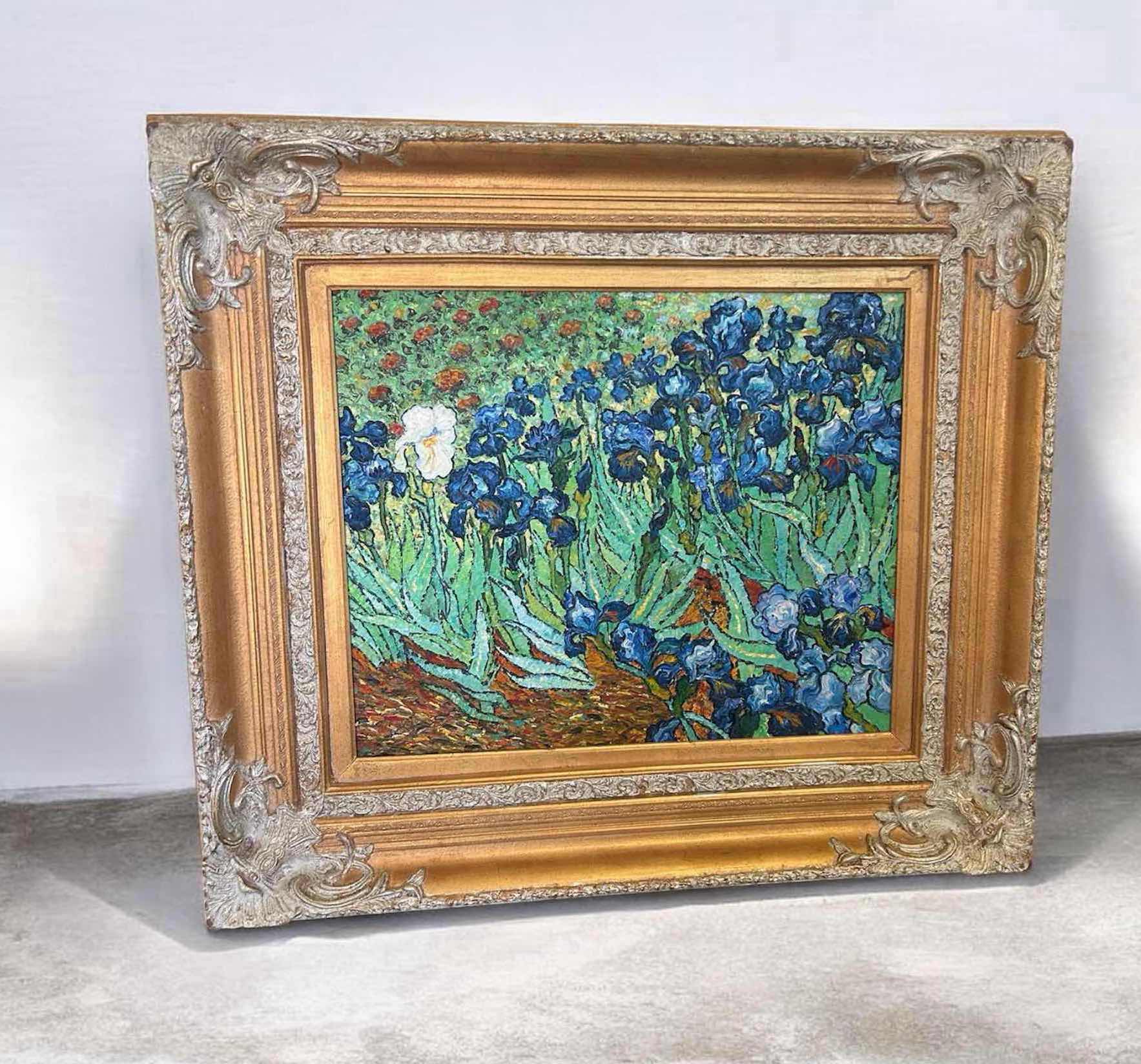Photo 1 of FRAMED ORNATE GOLD REPRODUCTION "IRISES" BY VAN GOGH