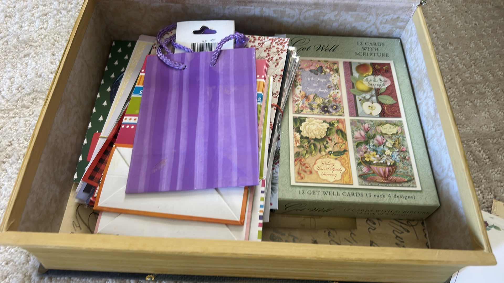 Photo 1 of BOX FILLED WITH ASSORTED STATIONERY AND GREETING CARDS.