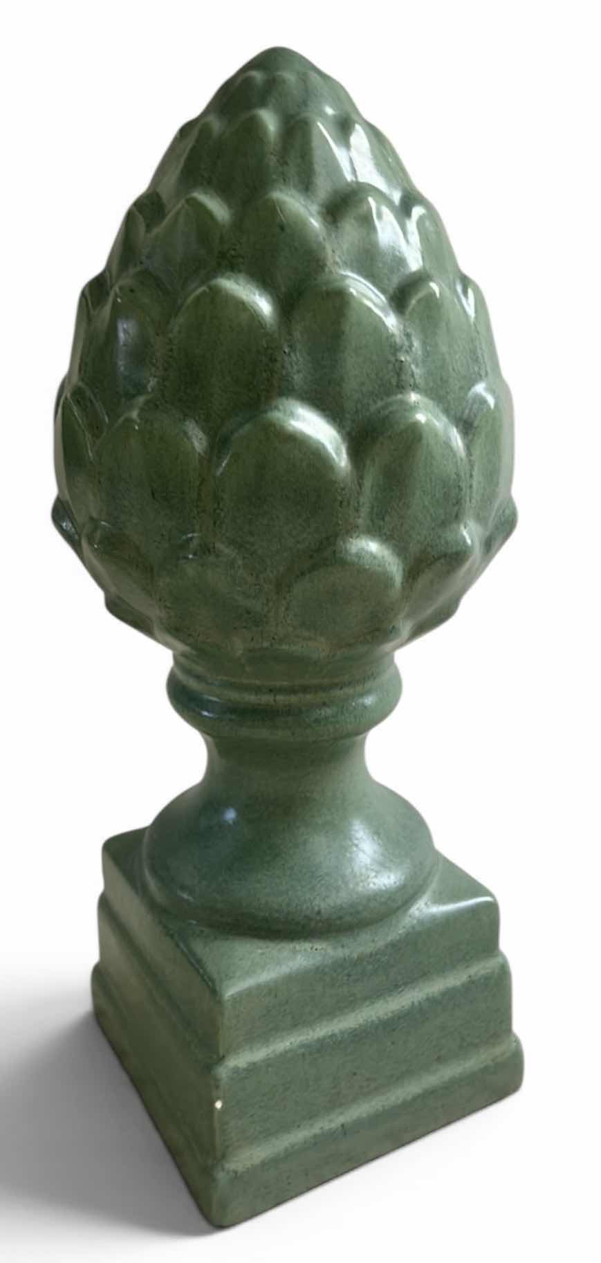 Photo 1 of ARTICHOKE ACCENT FEATURES A RUSTIC VINTAGE GREEN GLAZED FINISH ON A CERAMIC BODY. H14”