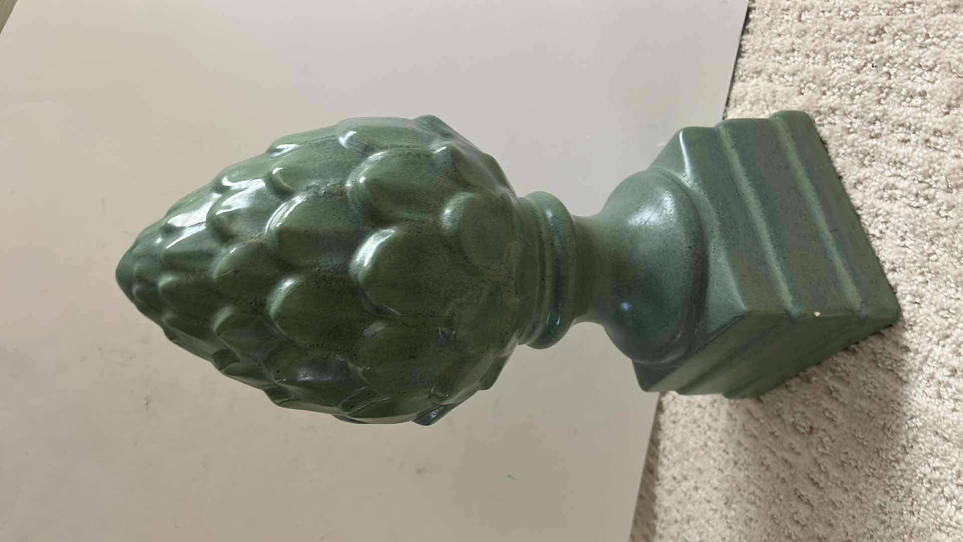 Photo 1 of ARTICHOKE ACCENT FEATURES A RUSTIC VINTAGE GREEN GLAZED FINISH ON A CERAMIC BODY. H14”
