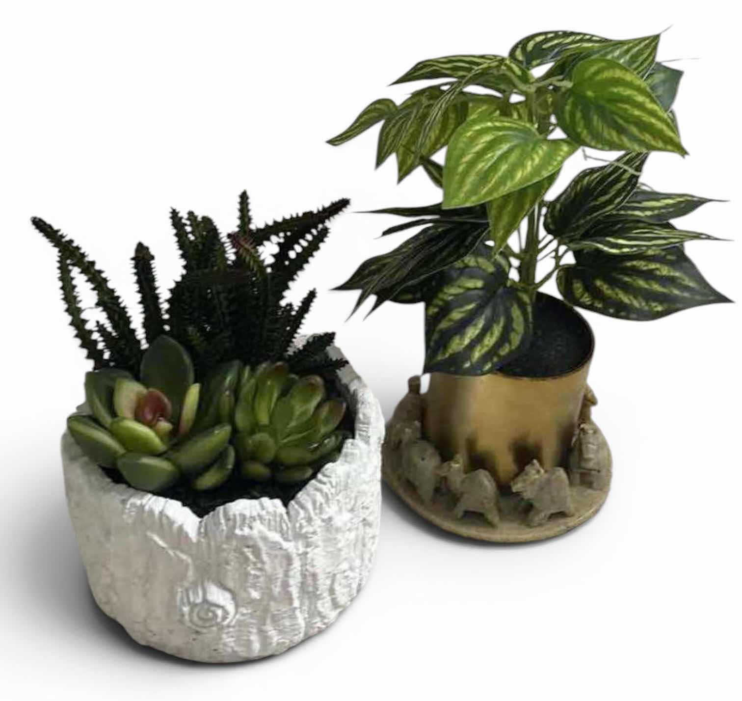 Photo 1 of 2 ARTIFICIAL GREENERY DECOR PIECES & SOAPSTONE CARVING (TALLEST H10”)