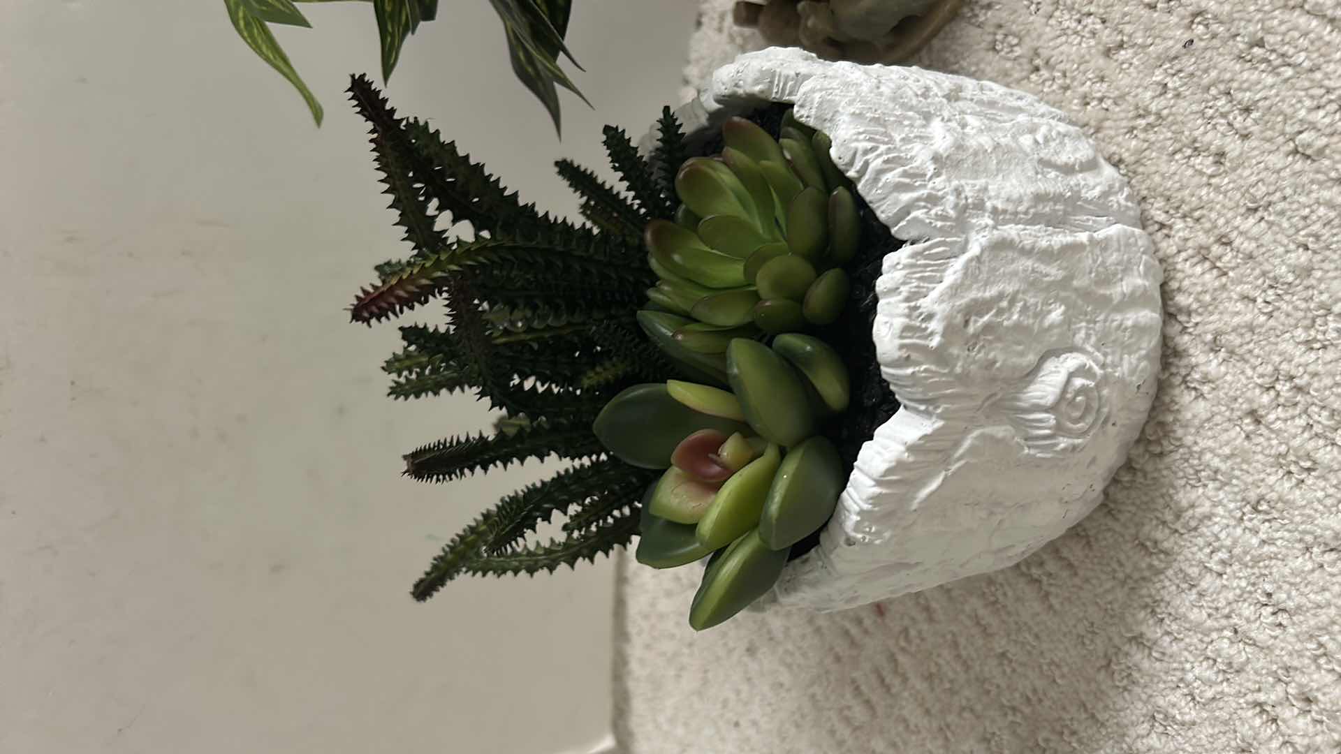 Photo 1 of 2 ARTIFICIAL GREENERY DECOR PIECES & SOAPSTONE CARVING (TALLEST H10”)