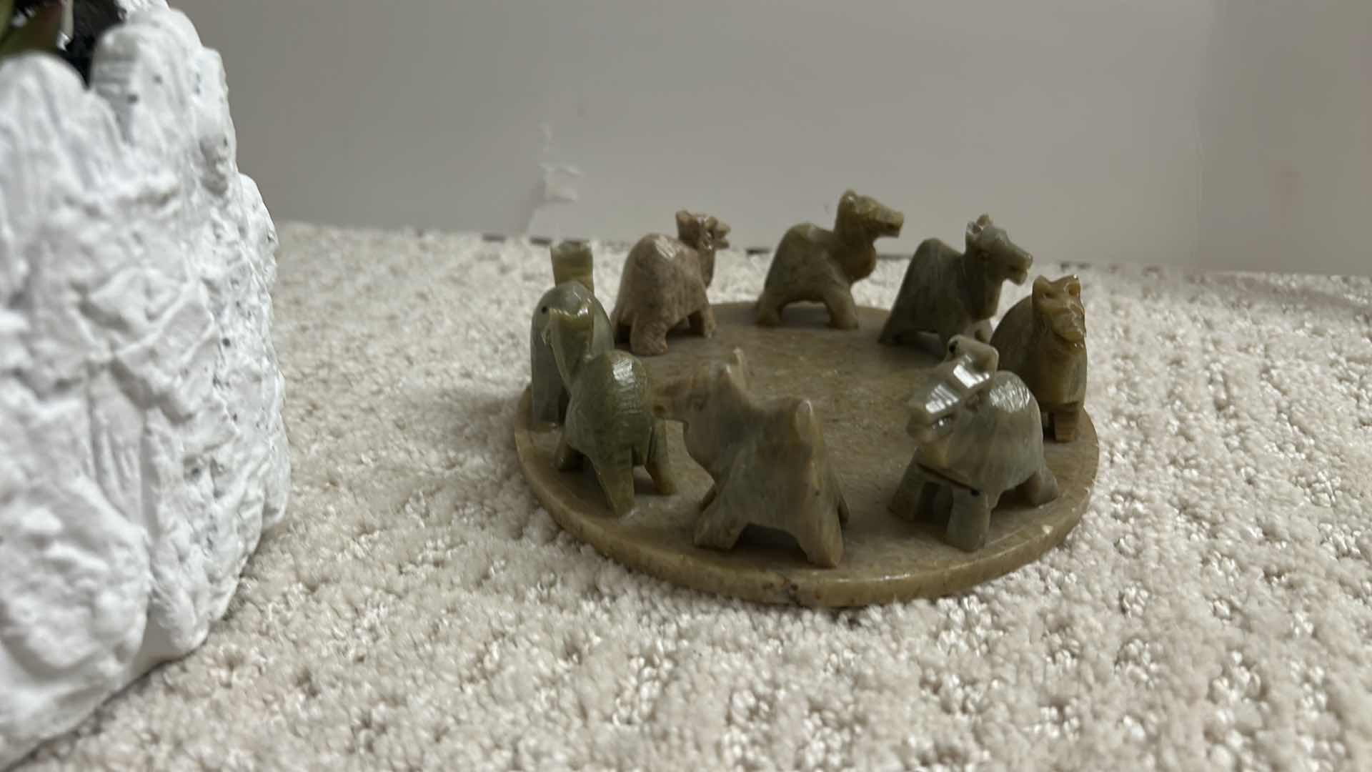 Photo 1 of 2 ARTIFICIAL GREENERY DECOR PIECES & SOAPSTONE CARVING (TALLEST H10”)