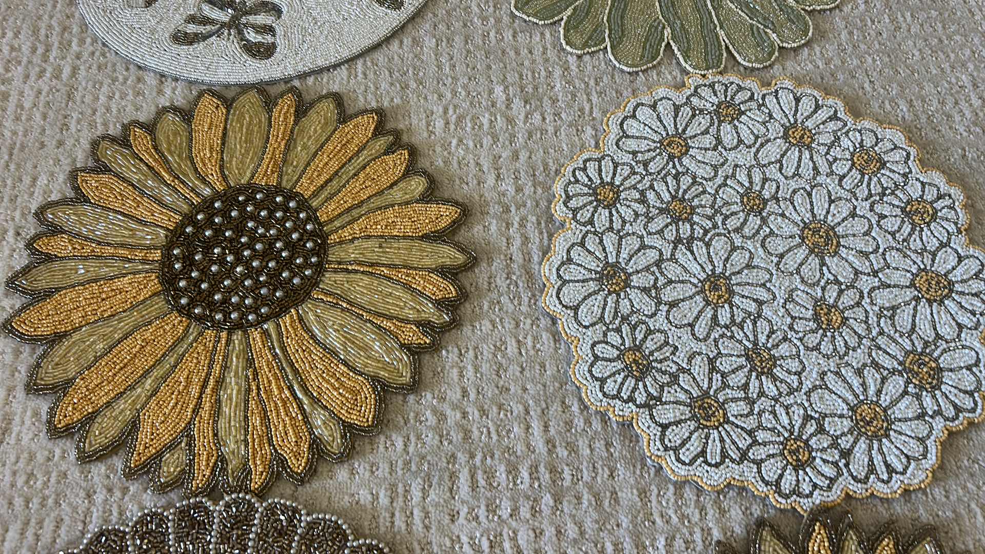 Photo 1 of 6- FLOWER AND BUTTERFLY BEADED PLACEMATS