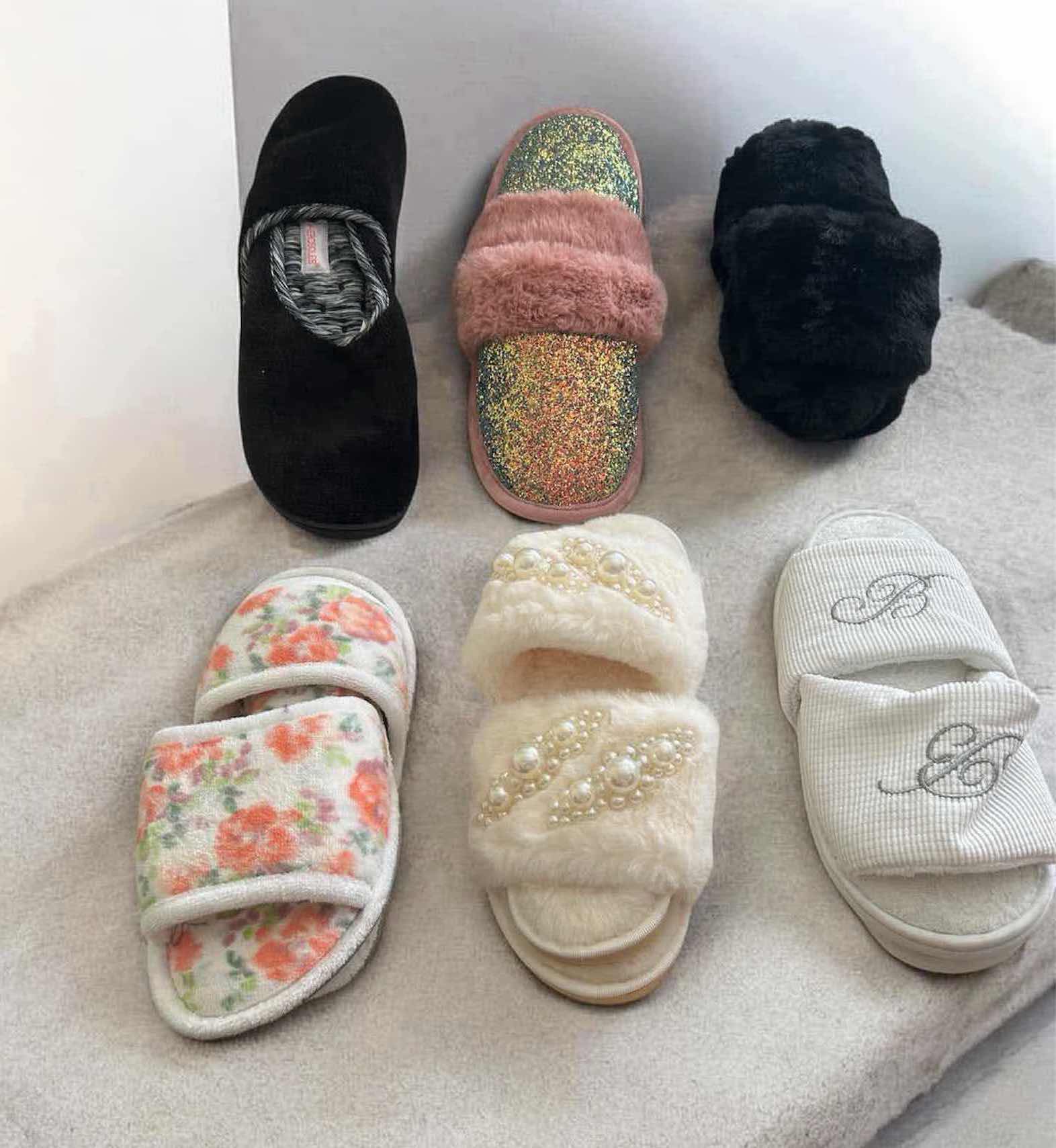 Photo 1 of 6- PLUSH SLIPPERS 3 SMALL 2 MED 1 LARGE