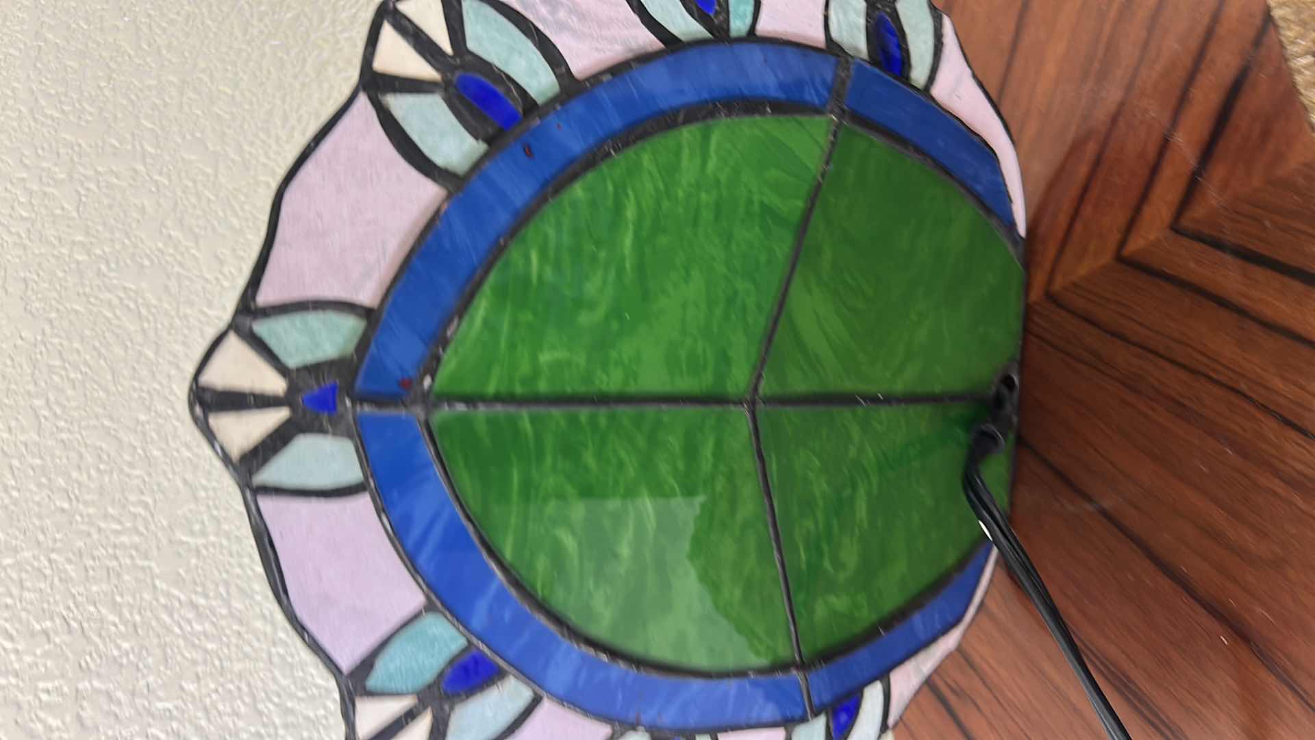 Photo 1 of TIFFANY-STYLE STAINED GLASS (RESIN) PEACOCK LAMP, A DECORATIVE ACCENT LIGHT H10”