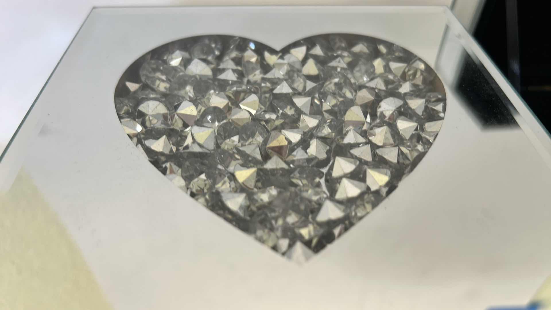 Photo 1 of TWO MIRRORED TRINKET BOXES, HEART, AND A BUTTERFLY, FELT LINED LARGEST 6“ X 3 1/4“ttt