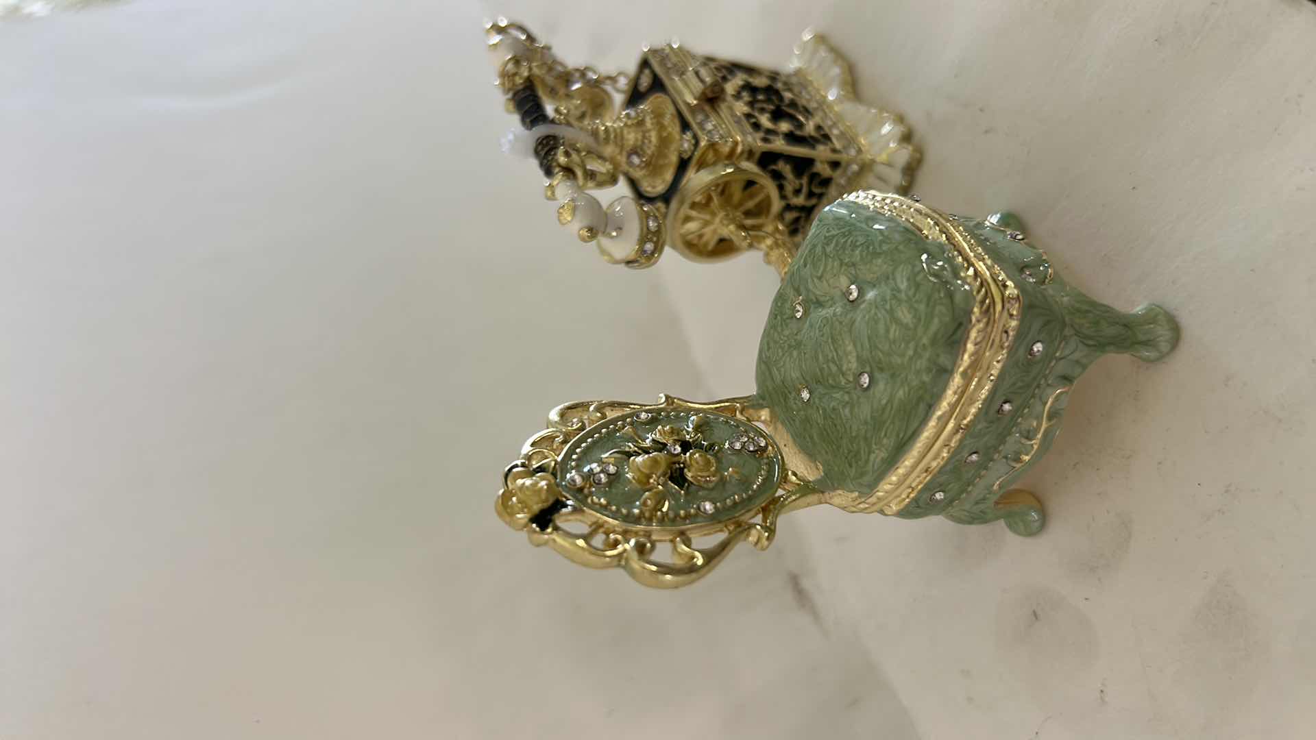 Photo 1 of TWO MINIATURE HINGED TRINKET BOXES H2.75”