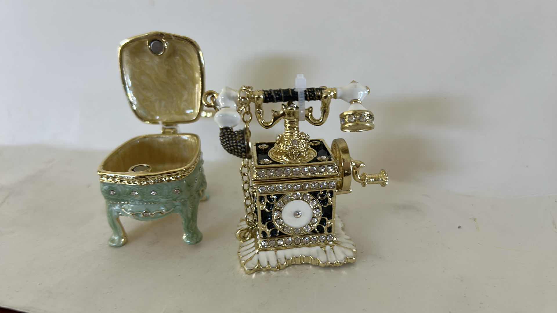 Photo 1 of TWO MINIATURE HINGED TRINKET BOXES H2.75”