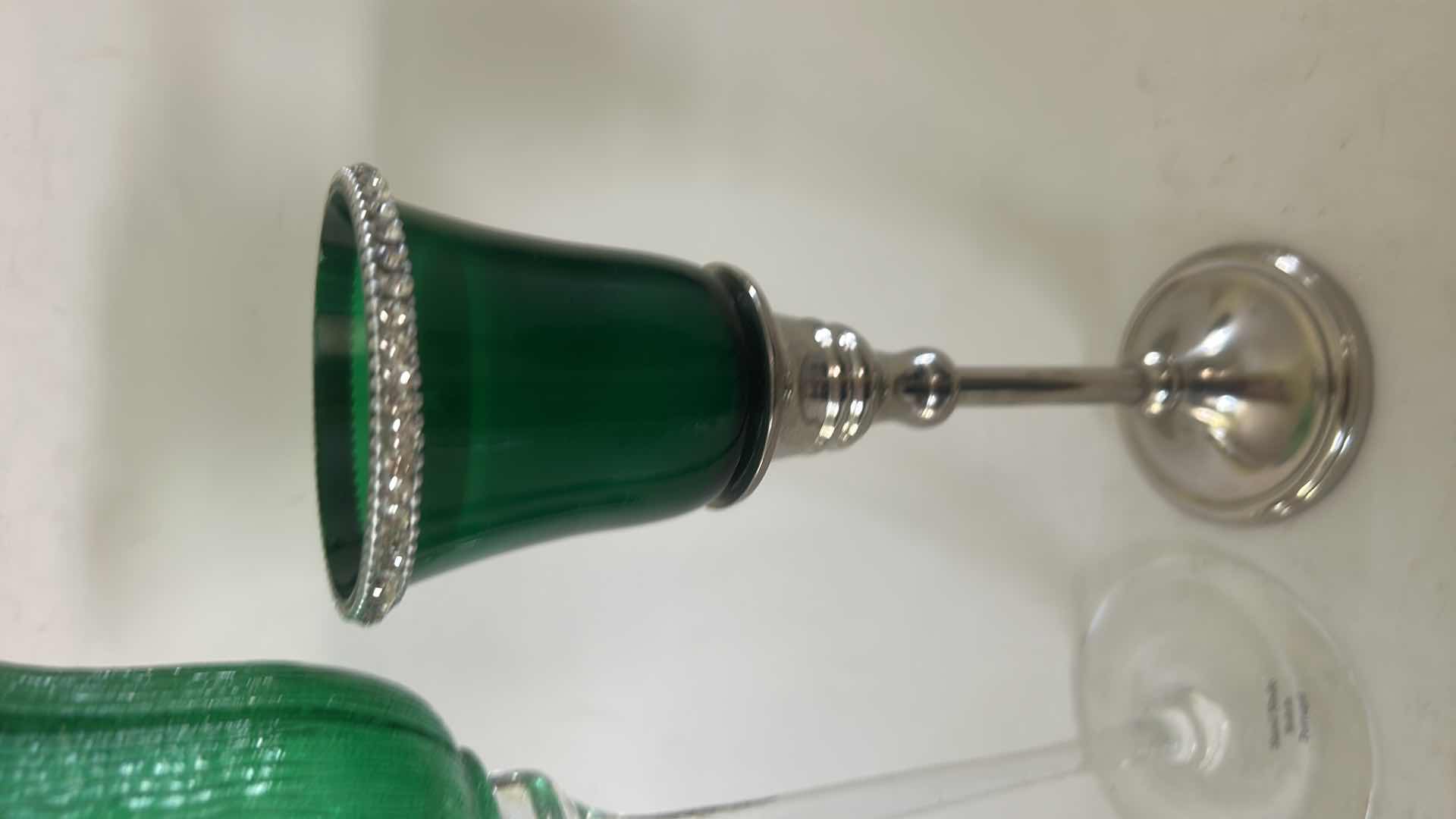 Photo 1 of TULIP GLASS CANDLE HOLDER MADE IN PORTUGAL & SILVER TONE CANDLE HOLDER W/CANDLE. H12”