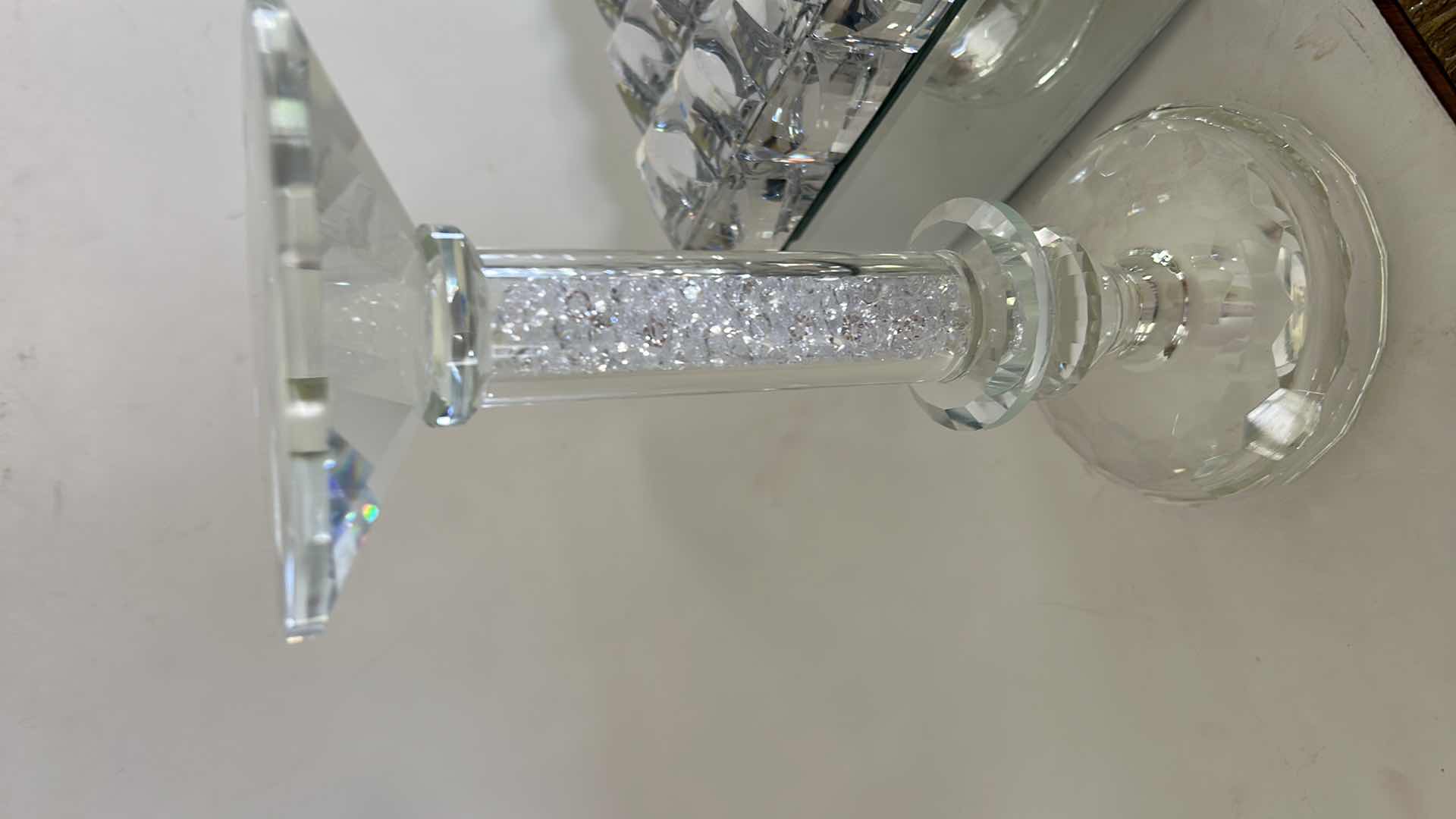 Photo 1 of LUCITE BOX AND CRYSTAL CANDLE HOLDER H8.25”
