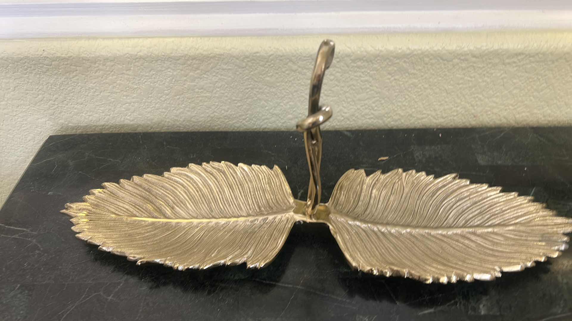 Photo 1 of THREE GOLD TONE, LEAF SERVINGTRAYS (LONGEST 21”)