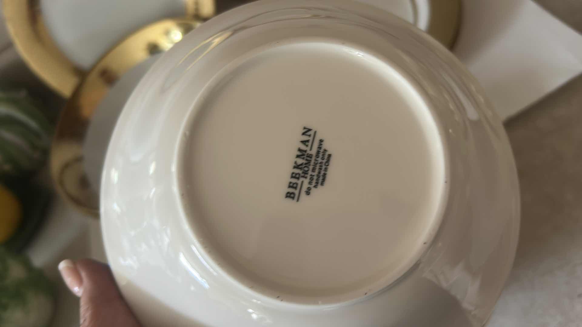 Photo 1 of 16 PC WHITE AND GOLD DINNERWARE