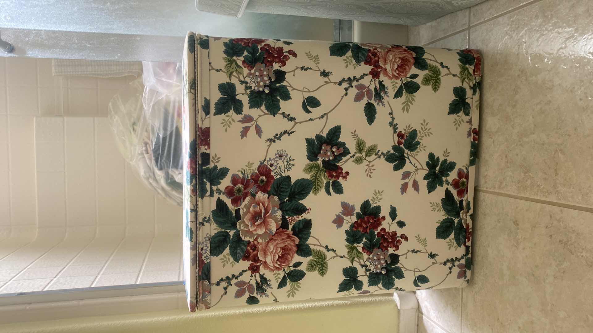 Photo 1 of VINTAGE FLORAL FABRIC CLOTHES HAMPER & PLASTIC STORAGE BOXES
