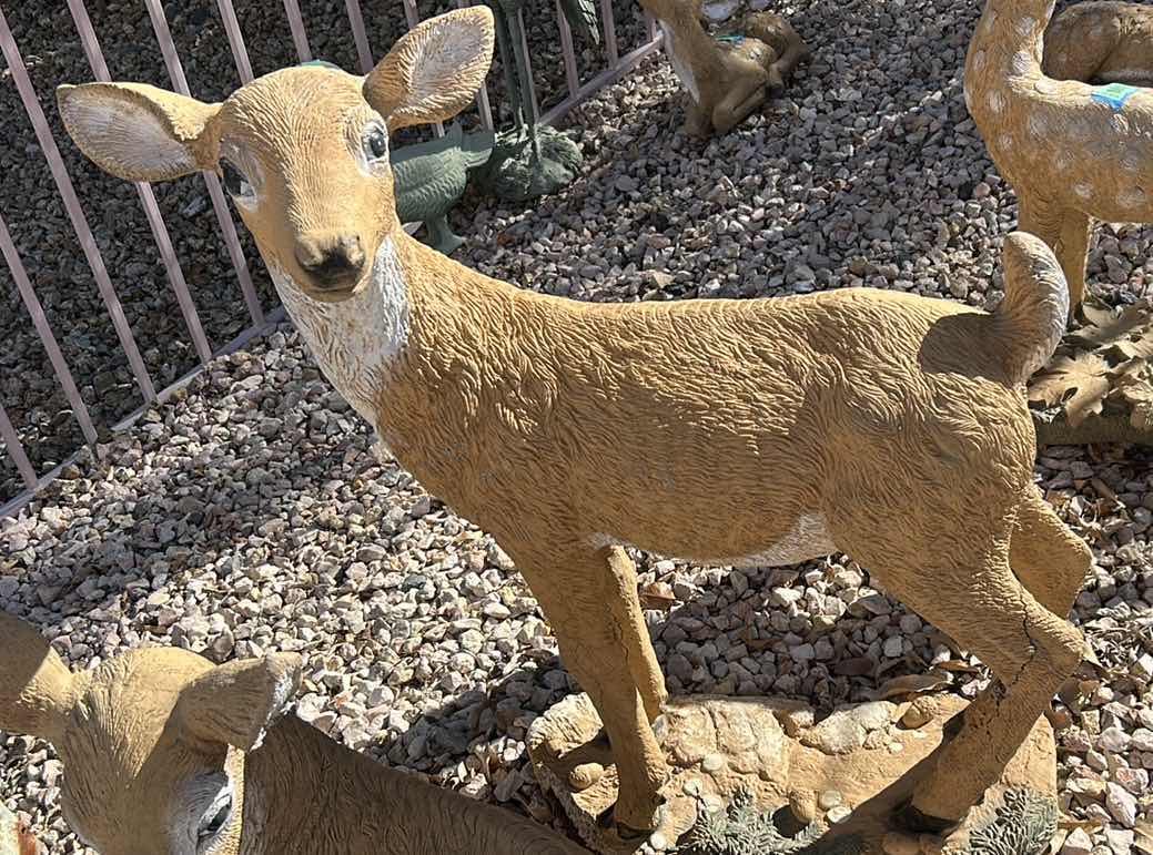 View 2 of CAST CONCRETE DEER STATUE H3’ $350