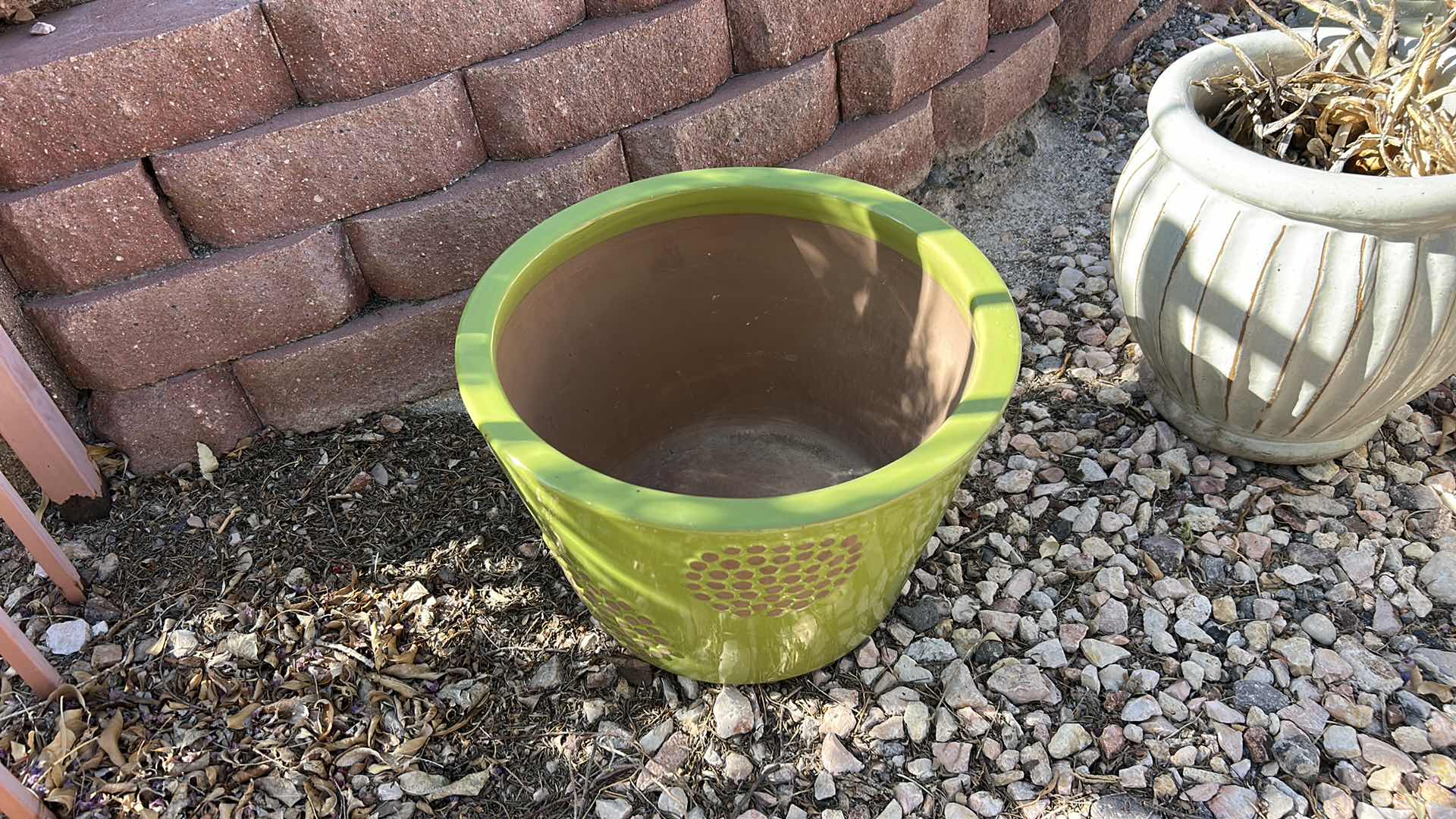 Photo 1 of LIME-GREEN CERAMIC PLANTER H12”