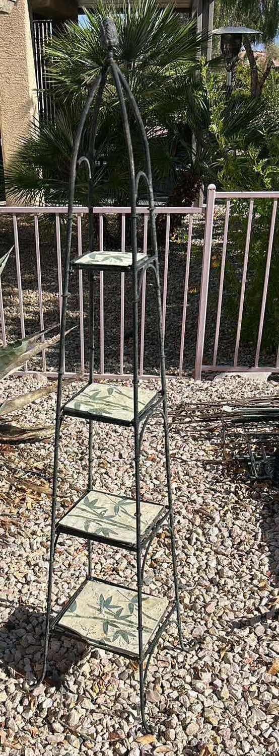 Photo 1 of BLACK METAL OBELISK WITH SHELVES H5’