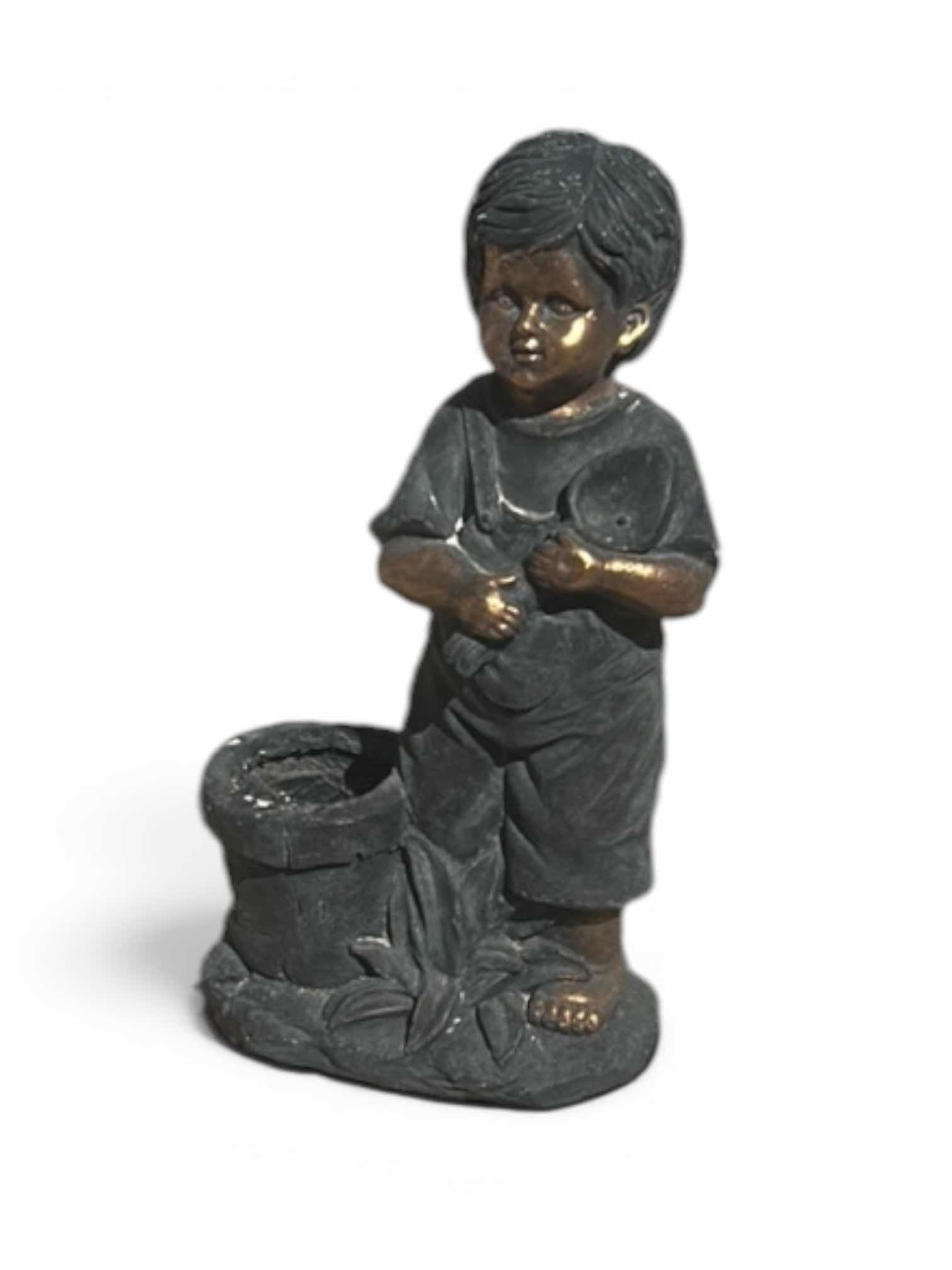Photo 1 of OUTDOOR DECOR - PLASTER BOY STATUE H22”