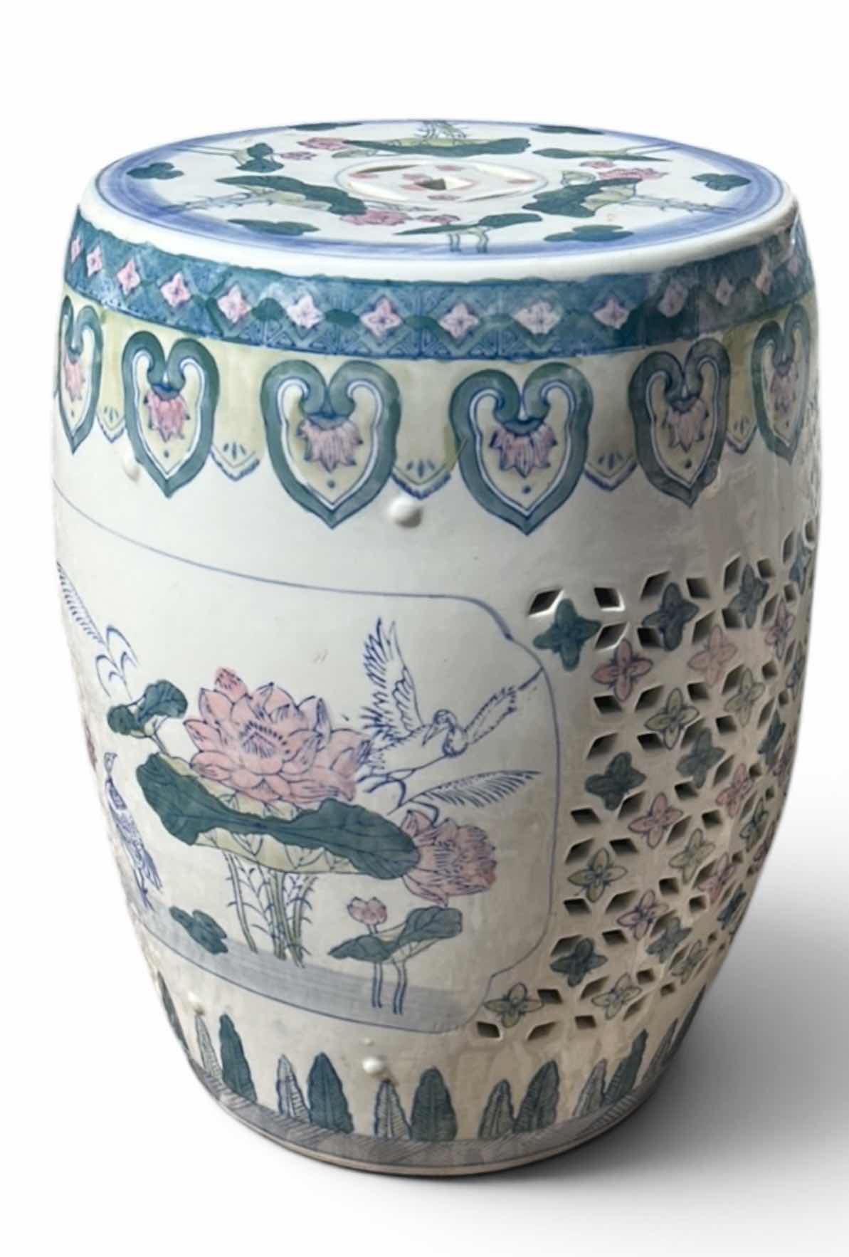 Photo 1 of VINTAGE CHINESE FAMILLE ROSE PORCELAIN GARDEN STOOL H18” ($850 ON ETSY)