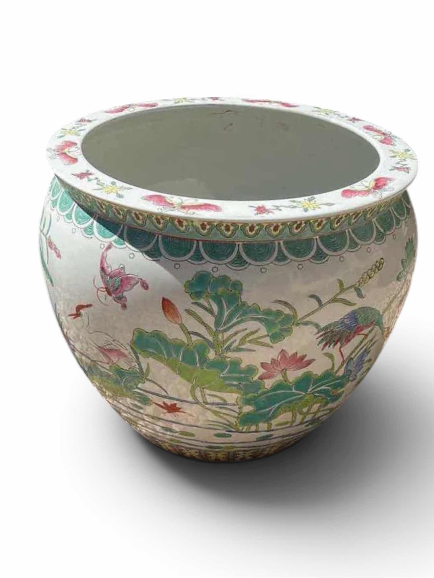 Photo 1 of CHINESE FAMILLE ROSE PORCELAIN FISH BOWL H14” ($150-$400)