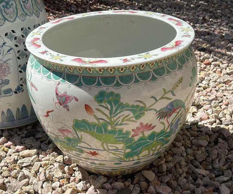 Photo 1 of CHINESE FAMILLE ROSE PORCELAIN FISH BOWL H14” ($150-$400)