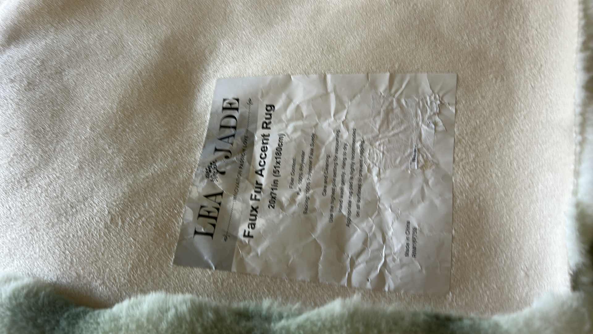 Photo 1 of 2 NEW LEA JADE FAUX FUR RUNNER AREA RUG 20“ X 71“