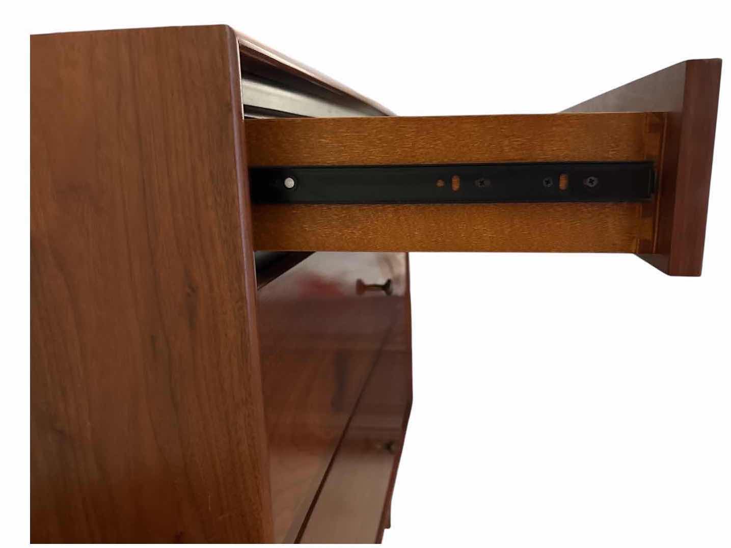 View 2 of MID-CENTURY MODERN STYLE WALNUT FINISH (3) DRAWER DRESSER WITH METAL LEGS AND ROUND METAL PULLS 36”X18”H34”