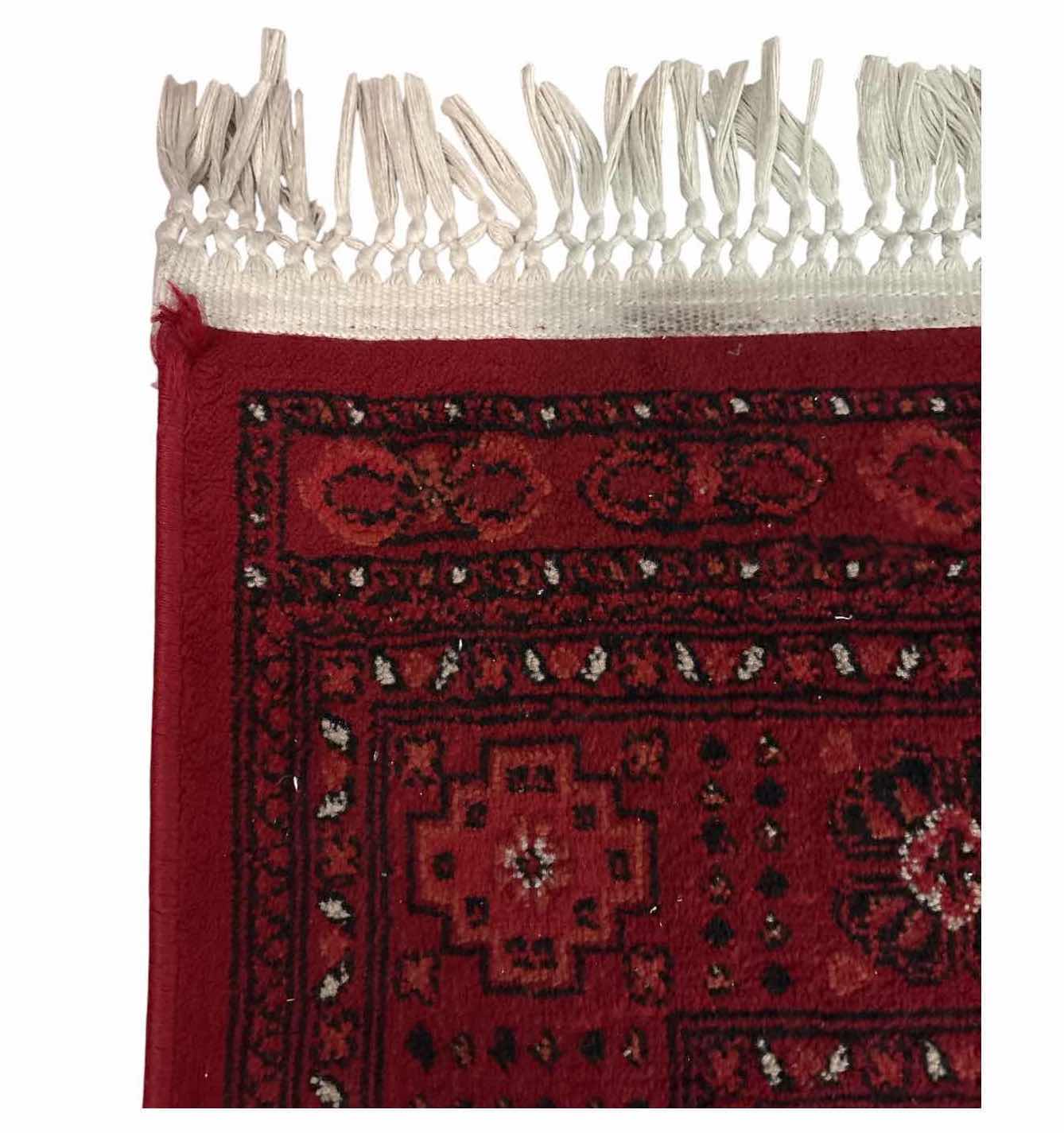 Photo 1 of LOOM BOKHARA COLLECTION RED TRADITIONAL AREA RUG, MADE IN TURKEY, WITH FRINGED ENDS AND POLYPROPYLENE PILE 6”X9’