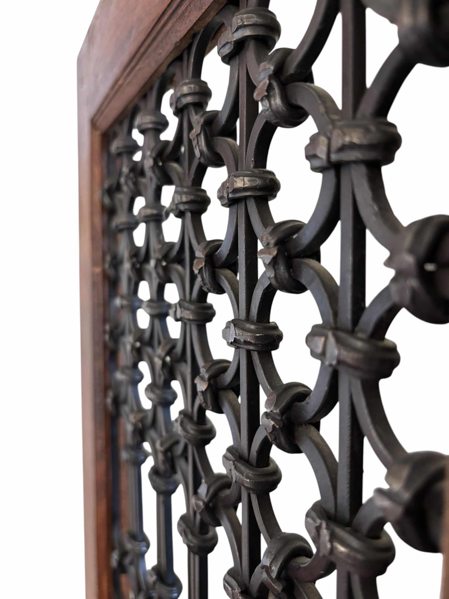 Photo 1 of VINTAGE THREE PANEL WOODEN ROOM DIVIDER WITH WROUGHT IRON LATTICE INSERTS H64” $1500
