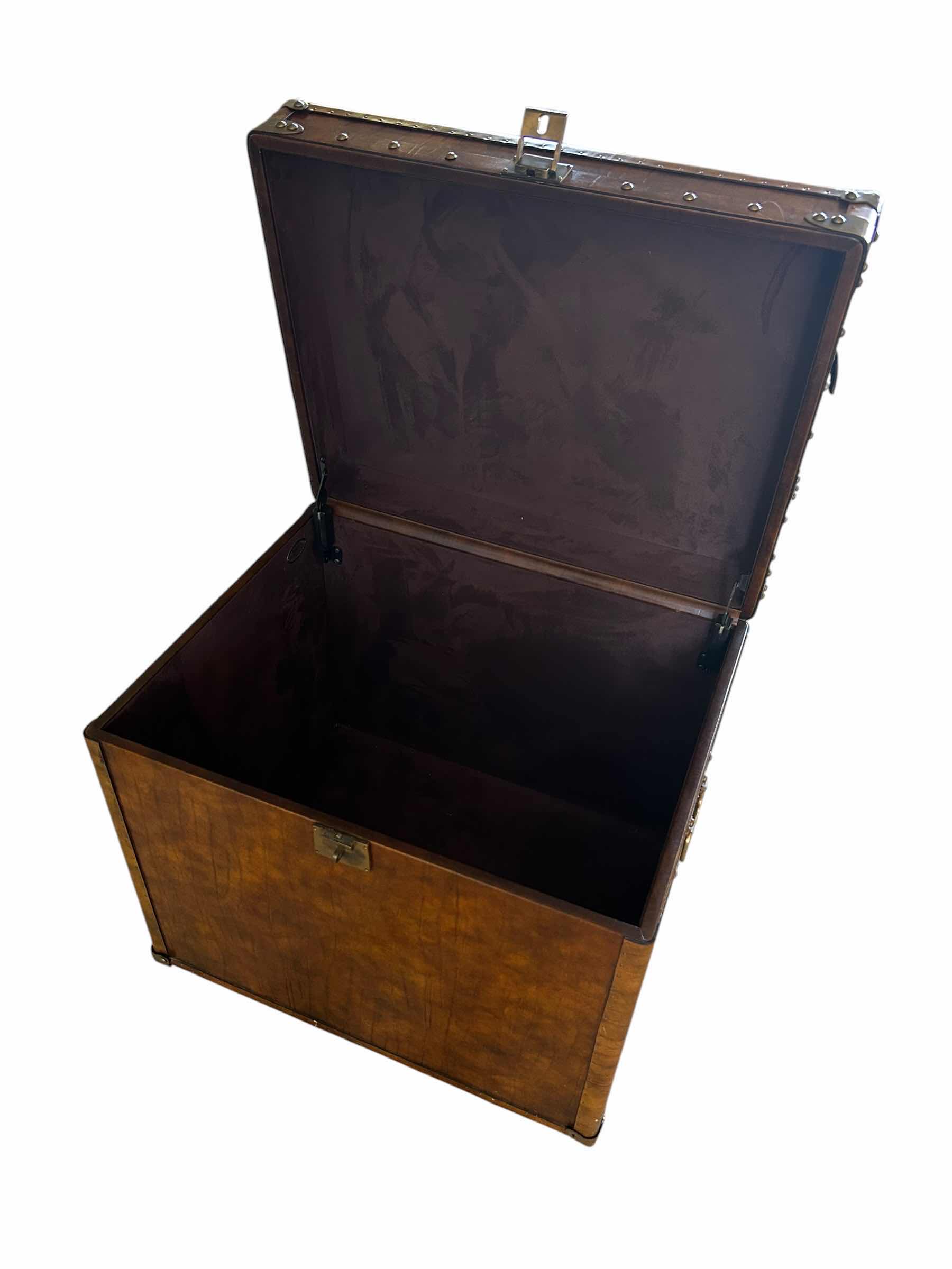Photo 1 of VINTAGE STYLE LEATHER STORAGE TRUNK H 21" W 24"