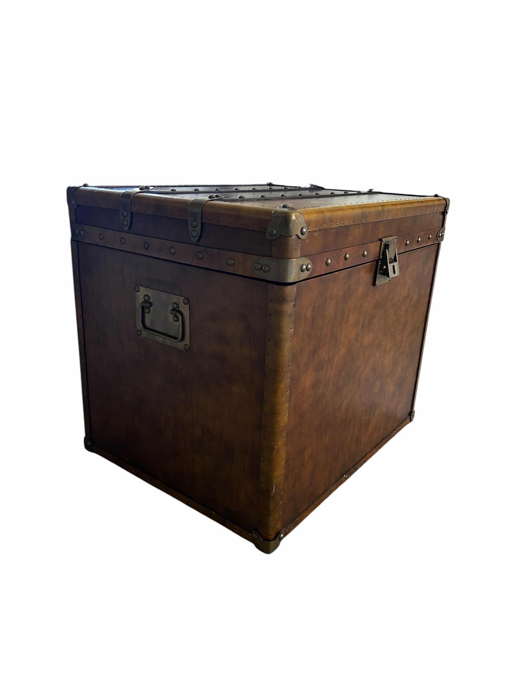 Photo 1 of VINTAGE STYLE LEATHER STORAGE TRUNK H 21" W 24"