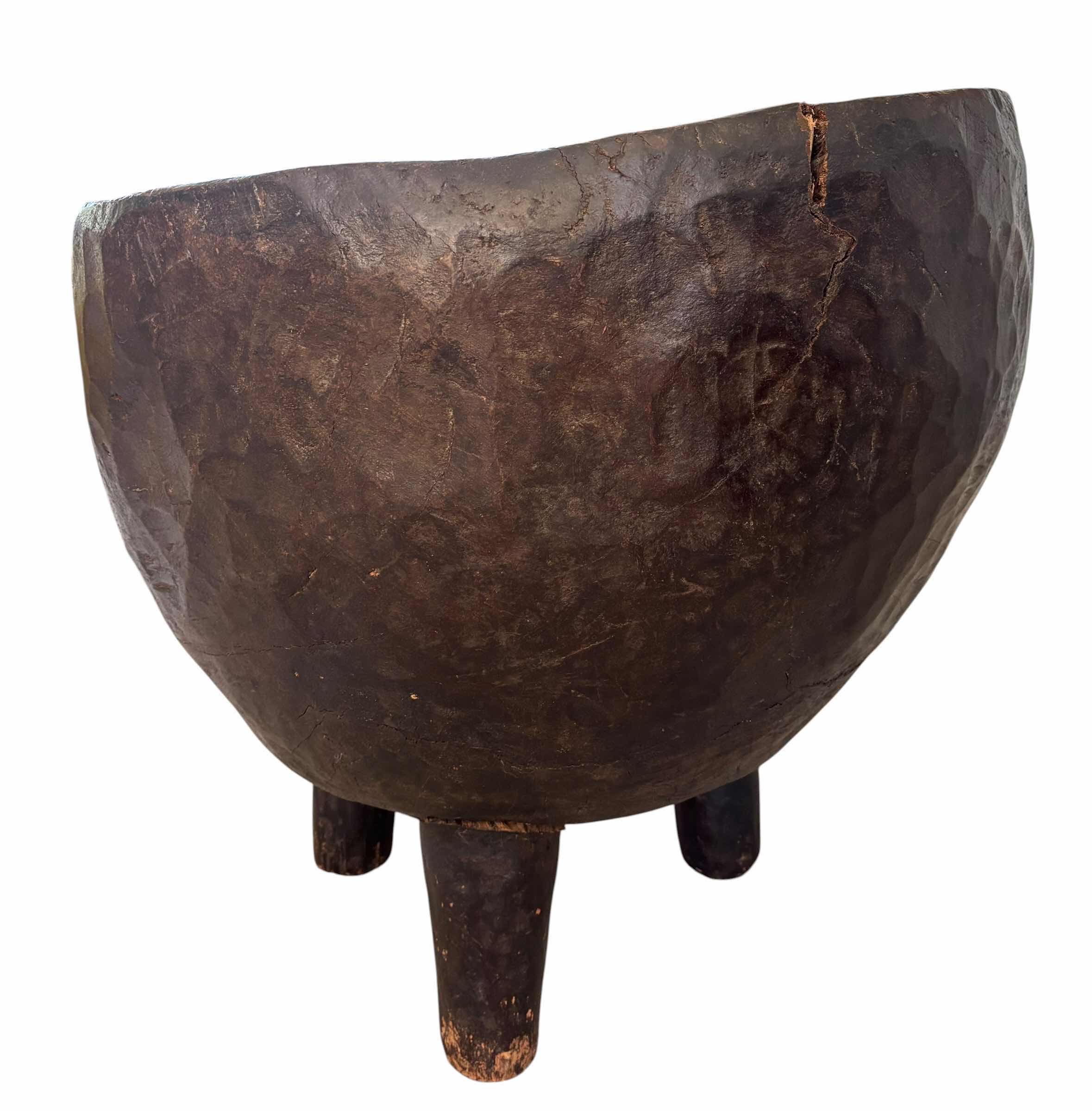 Photo 1 of TRADITIONAL TRIBAL BOWL FOR IMPORTANT COMMUNAL GATHERINGS OR CEREMONIES, HAND CARVED OUT OF A SINGLE PIECE OF WOOD D23” X H23”