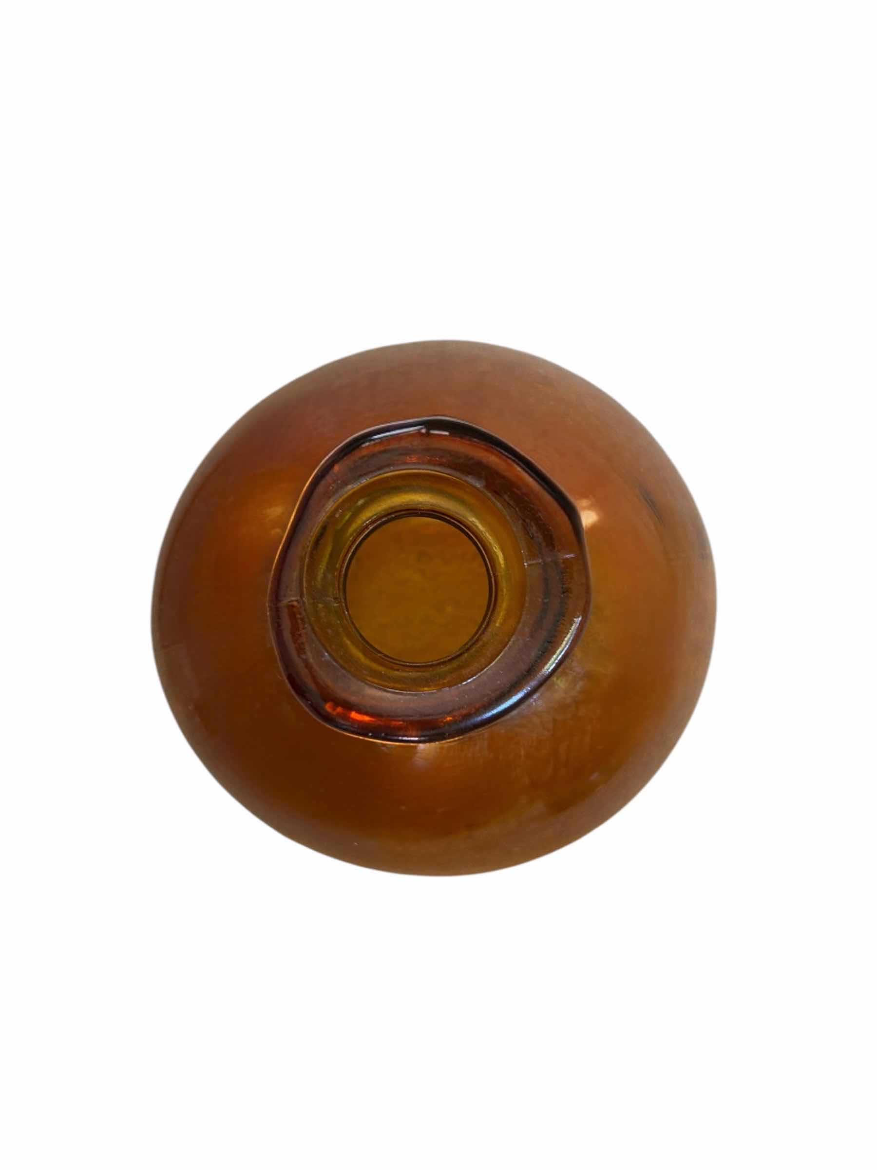 Photo 1 of AMBER GLASS SHORT WIDE VASE ($65)