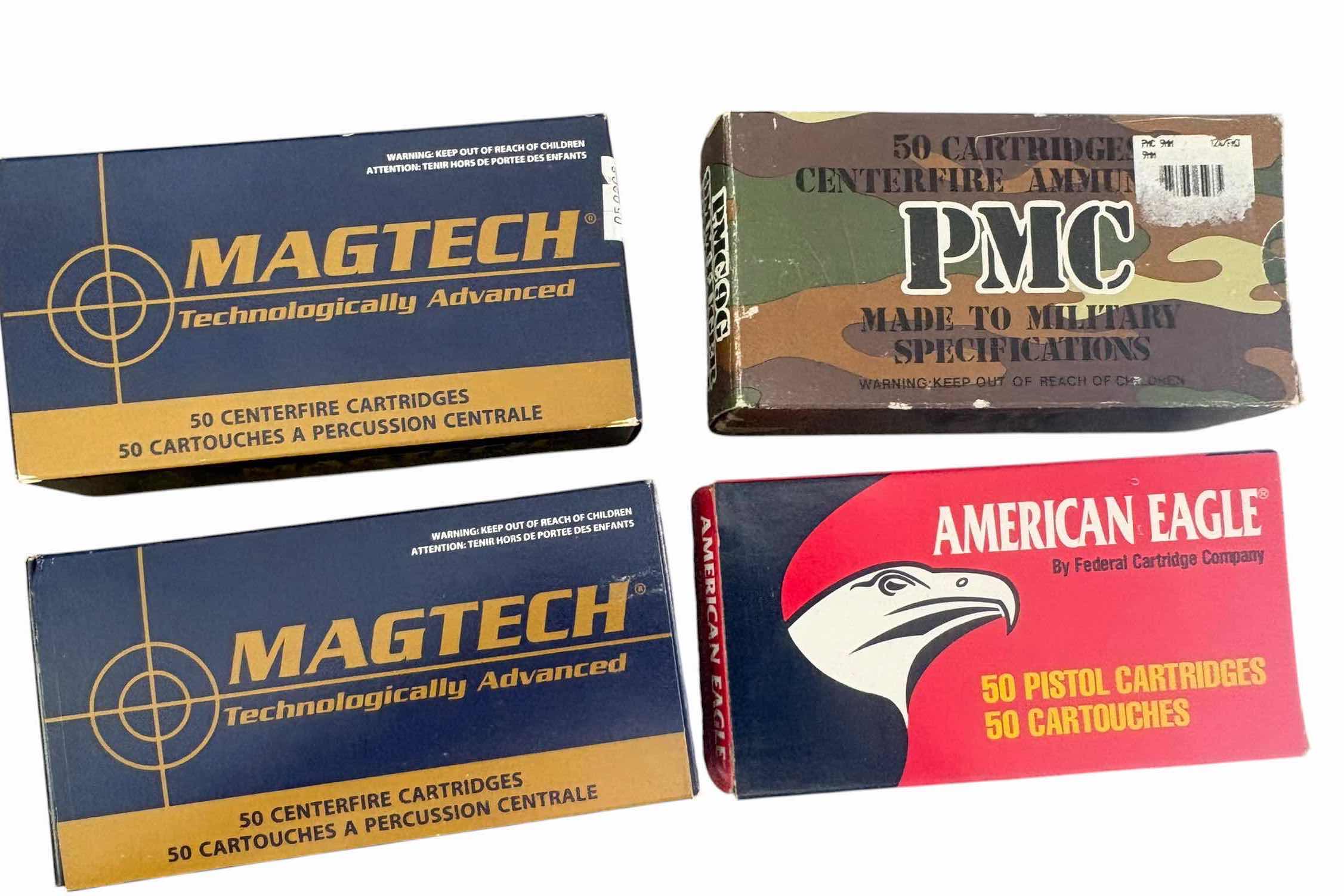 Photo 1 of (4)PCS MAGTECH, PMC & AMERICAN EAGLE AMMUNITION .9MM