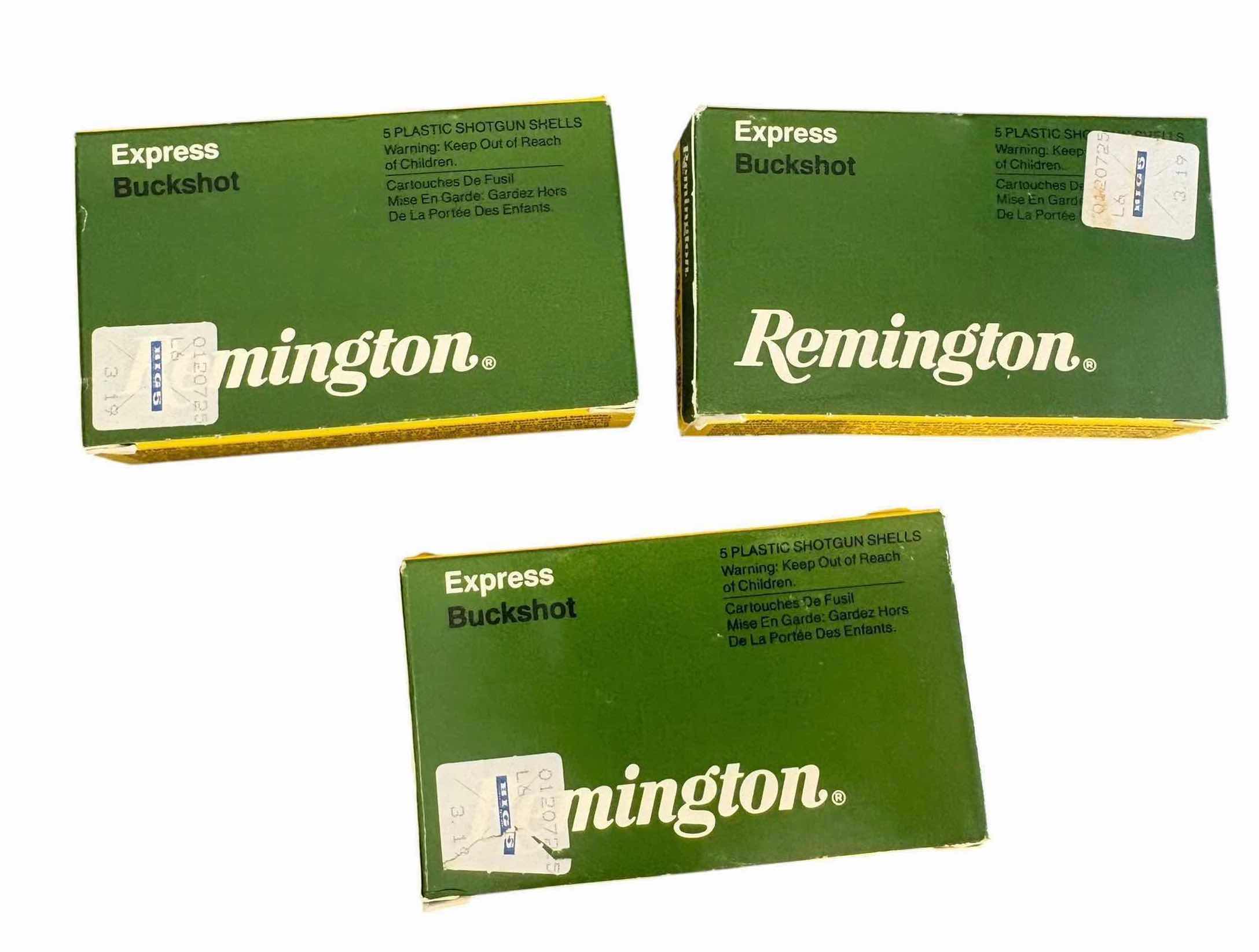 Photo 1 of (3)PCS REMINGTON EXPRESS BUCKSHOT AMMUNITION 12 GA