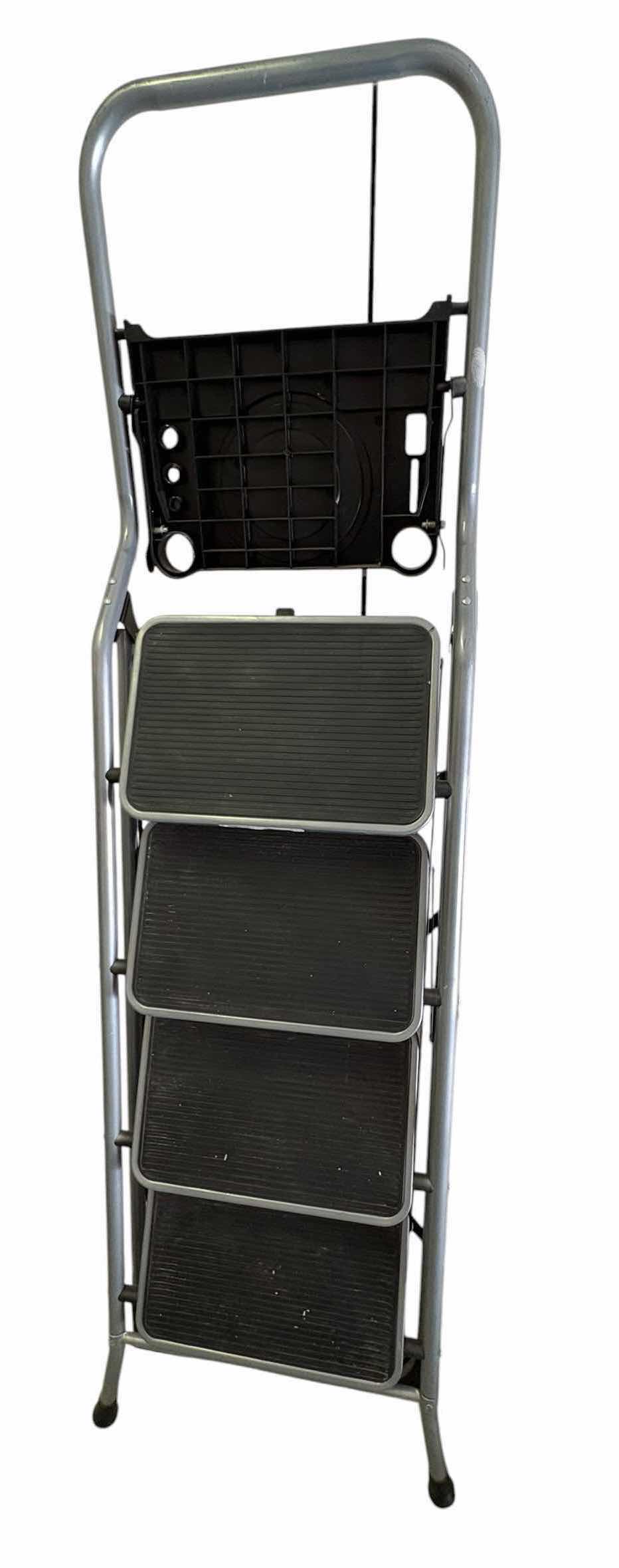 Photo 1 of FOLDING METAL STEP STOOL WITH NON-SLIP STEPS & PAINT TRY H62”