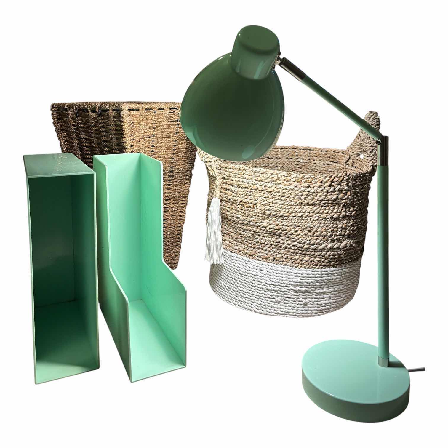 Photo 1 of OFFICE SUPPLIES & TRASH CAN, BASKET
