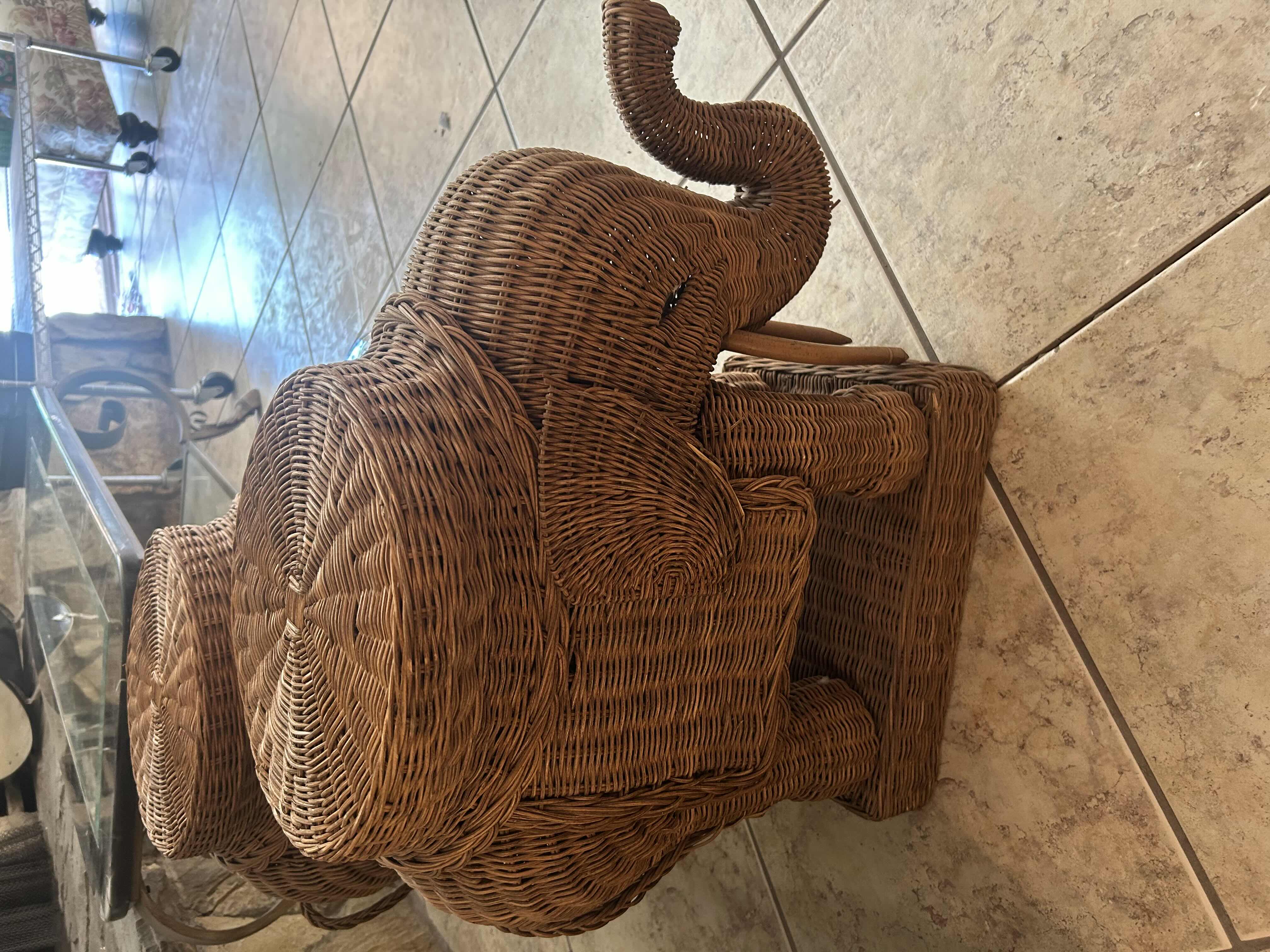 Photo 1 of 2- WICKER ELEPHANT STAND