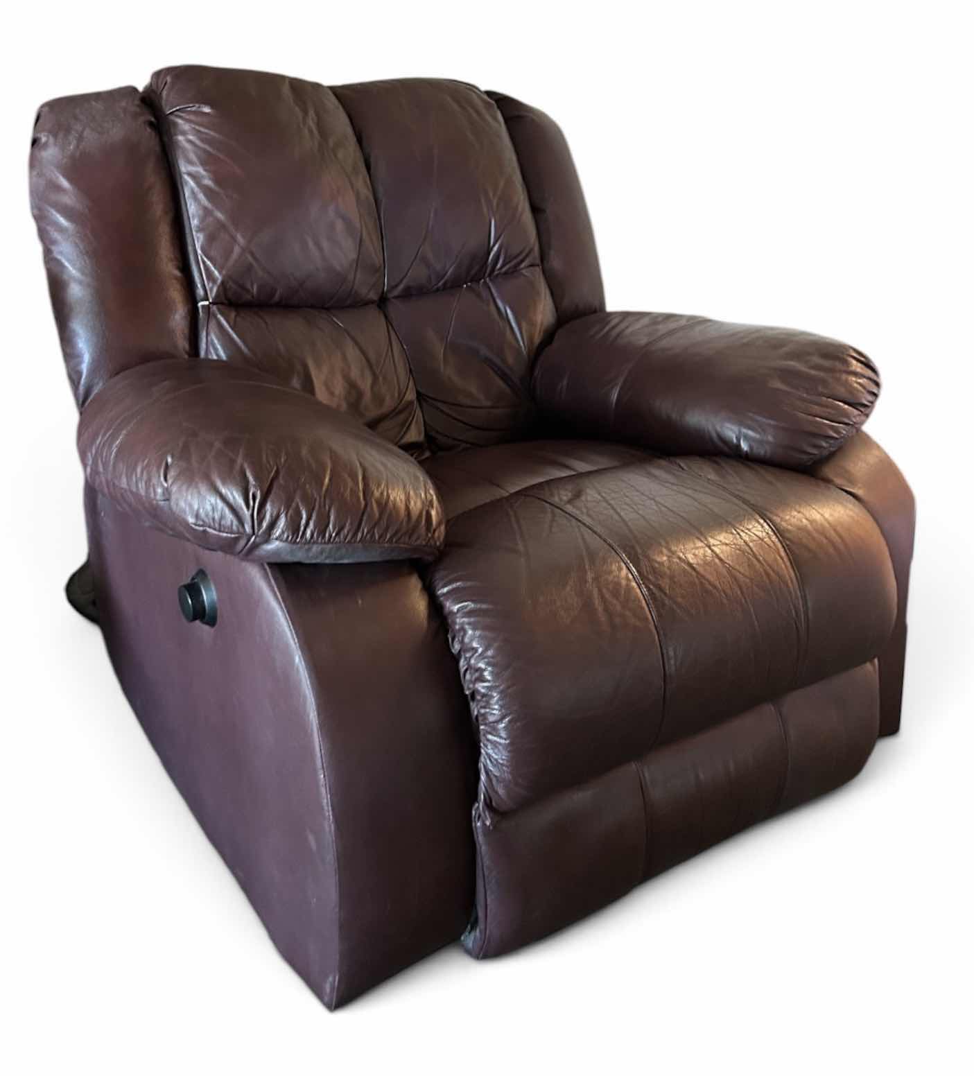 Photo 1 of OVERSIZED MID-CENTURY MODERN TO CONTEMPORARY STYLE PLUSH LEATHER ROCKER RECLINER CHAIR. $1200