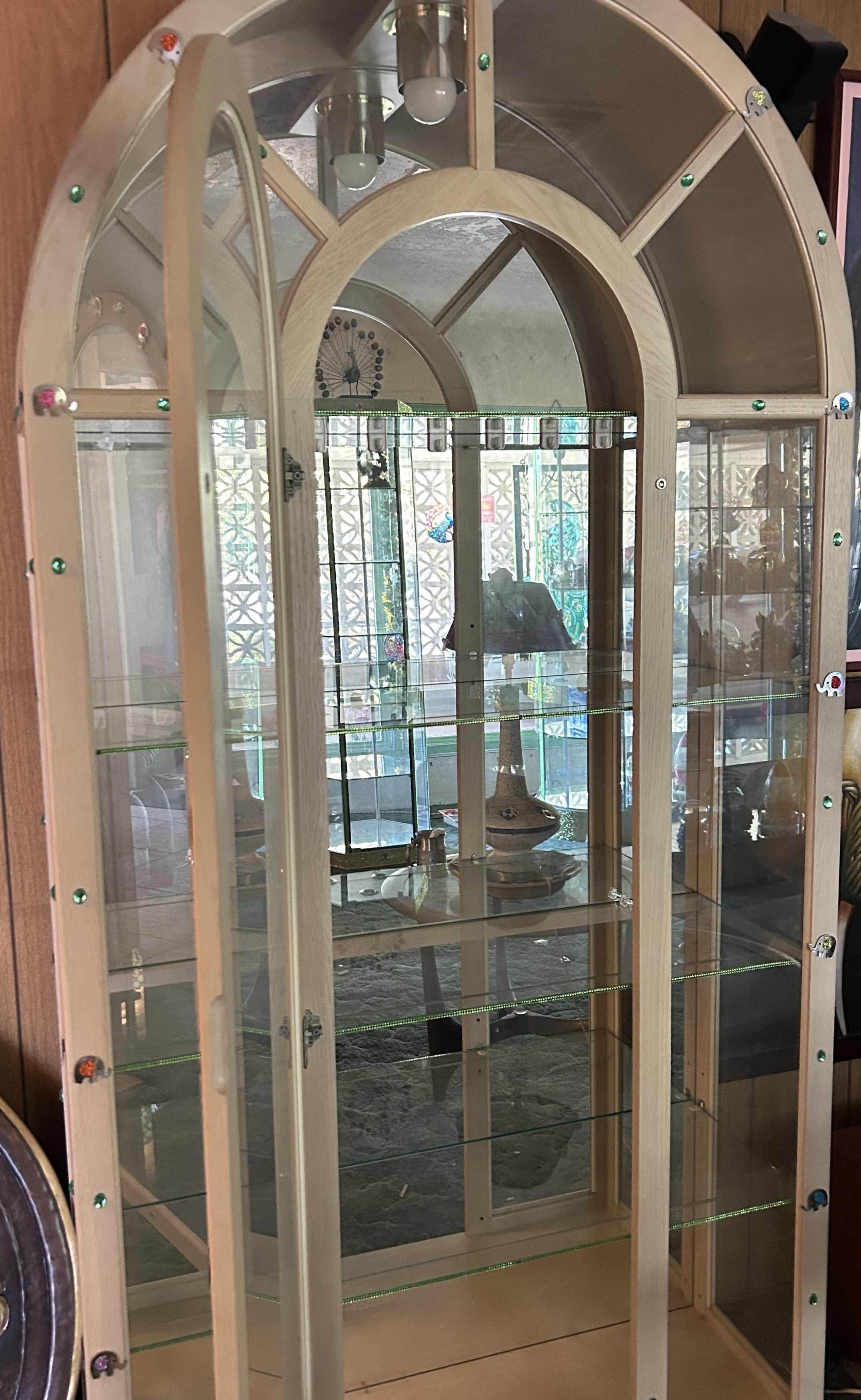 Photo 1 of POSTMODERN LIGHTED ARCHED CURIO DISPLAY CABINET BY PHILIP REINISCH 40“ x 14”x H82“