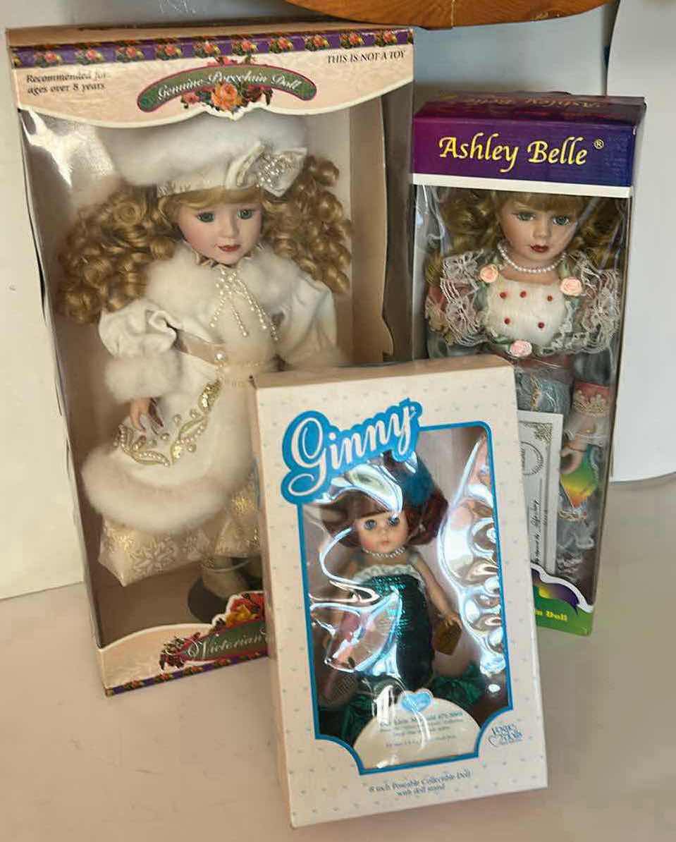 View 1 of 3 - NIB -VICTORIAN COLLECTION PORCELAIN DOLL BY MELISSA JANE, ASHLEY BELLE PORCELAIN KEEPSAKES DOLL, & VOGUE DOLLS GINNY "OUR LITTLE MERMAID" DOLL