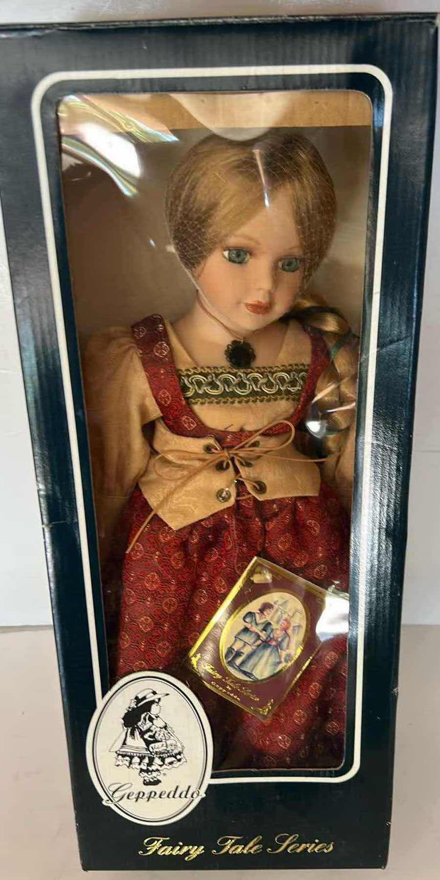 Photo 1 of NIB VINTAGE GEPPEDDO FAIRY TALE SERIES RAPUNZEL 16-INCH COLLECTIBLE PORCELAIN DOLL IN ORIGINAL BOX