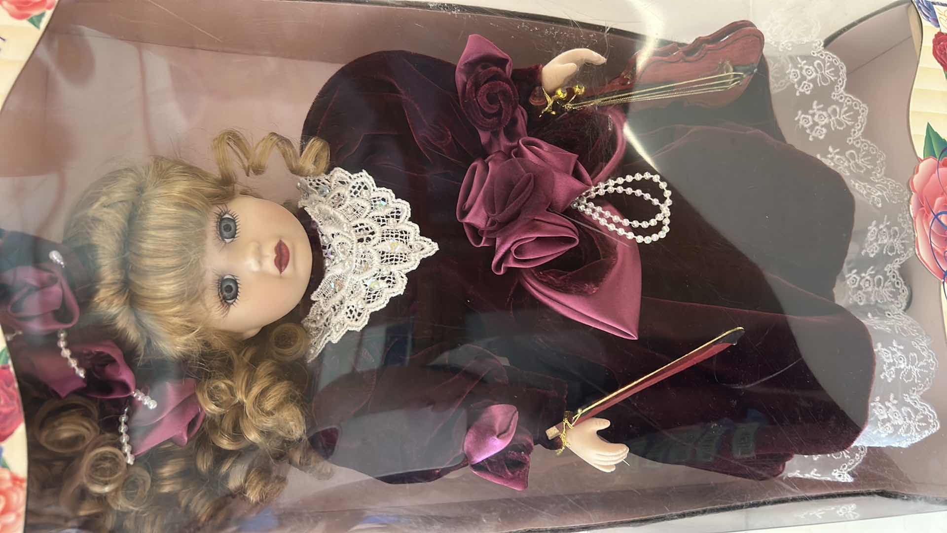 Photo 1 of NIB VINTAGE 1990S BRASS KEY "SPECIAL VICTORIAN ROSE COLLECTION" 16” PORCELAIN DOLL W VIOLIN