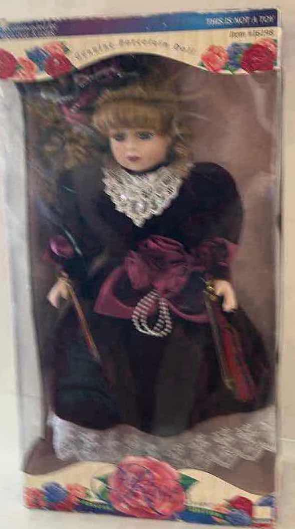 Photo 1 of NIB VINTAGE 1990S BRASS KEY "SPECIAL VICTORIAN ROSE COLLECTION" 16” PORCELAIN DOLL W VIOLIN