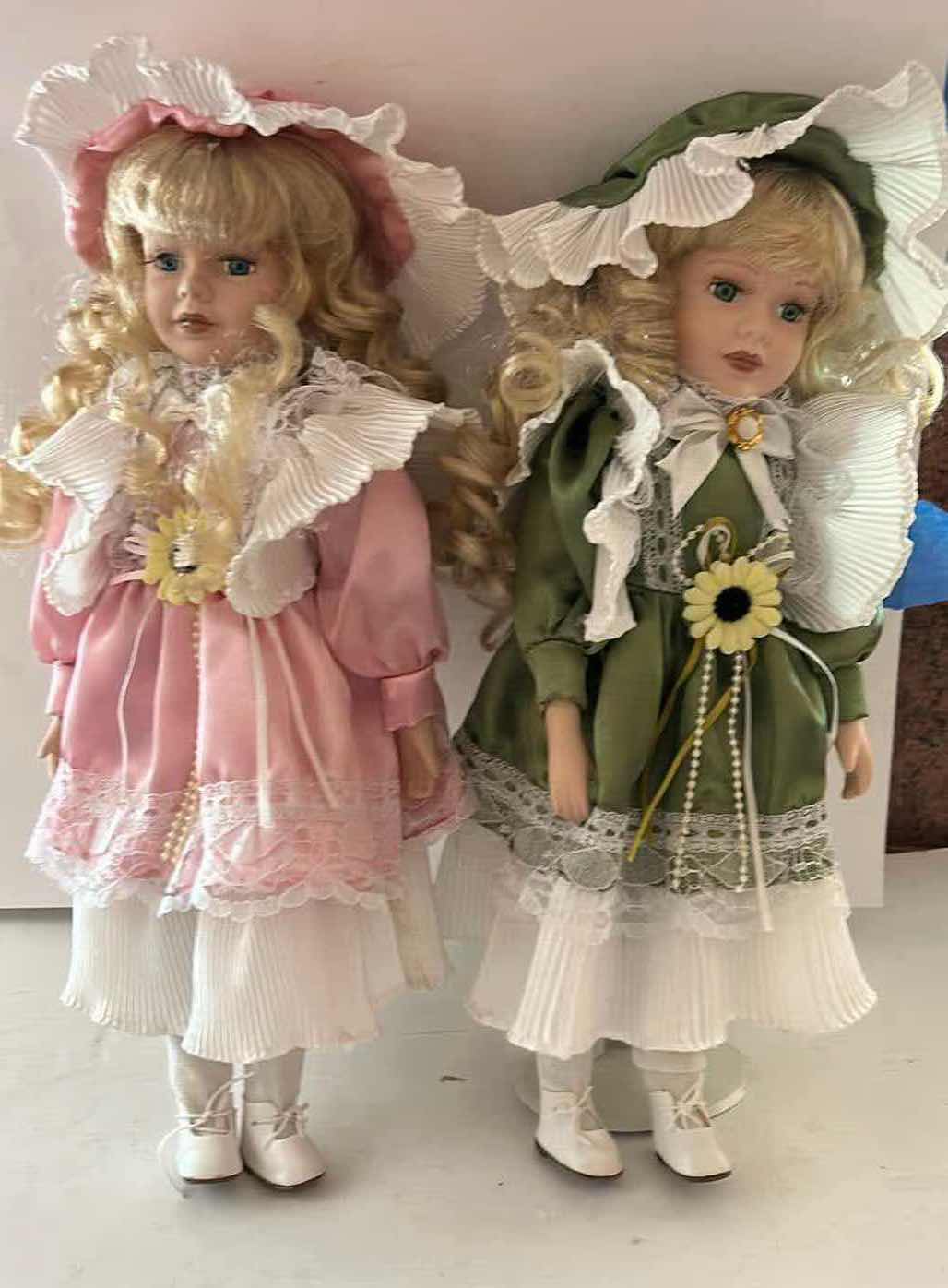 Photo 1 of 2-VINTAGE COLLECTIBLE VICTORIAN STYLE BISQUE PORCELAIN DOLLS