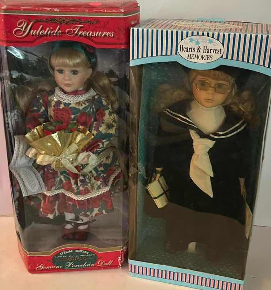 Photo 1 of 2 NIB DOLLS - YULETIDE TREASURES SPECIAL EDITION " PORCELAIN DOLL & HEARTS & HARVEST "MEMORIES" PORCELAIN DOLL. $50