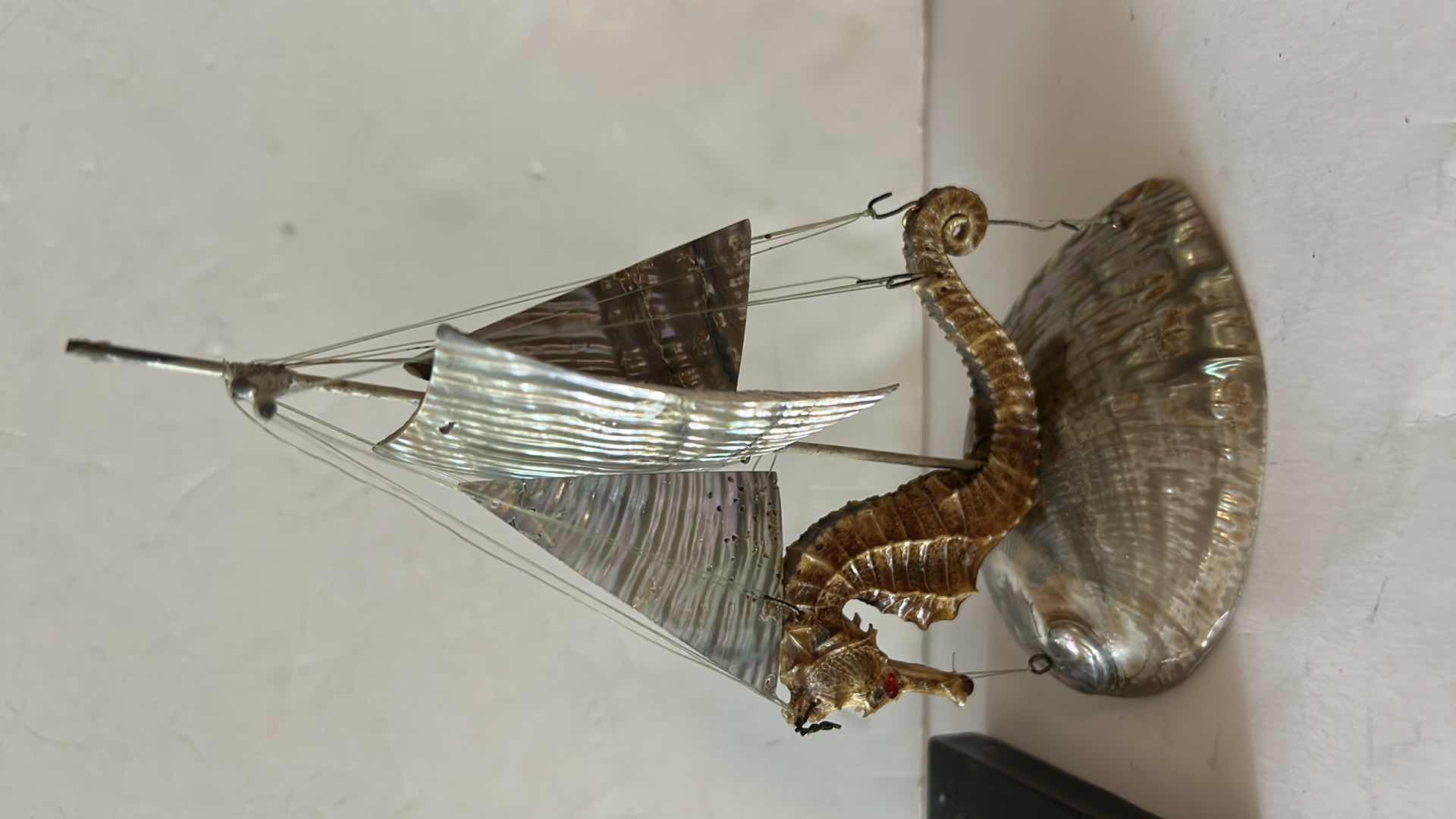 Photo 1 of 2-GOLDEN SEAHORSE STATUES W JEWELS (TALLEST H8”)