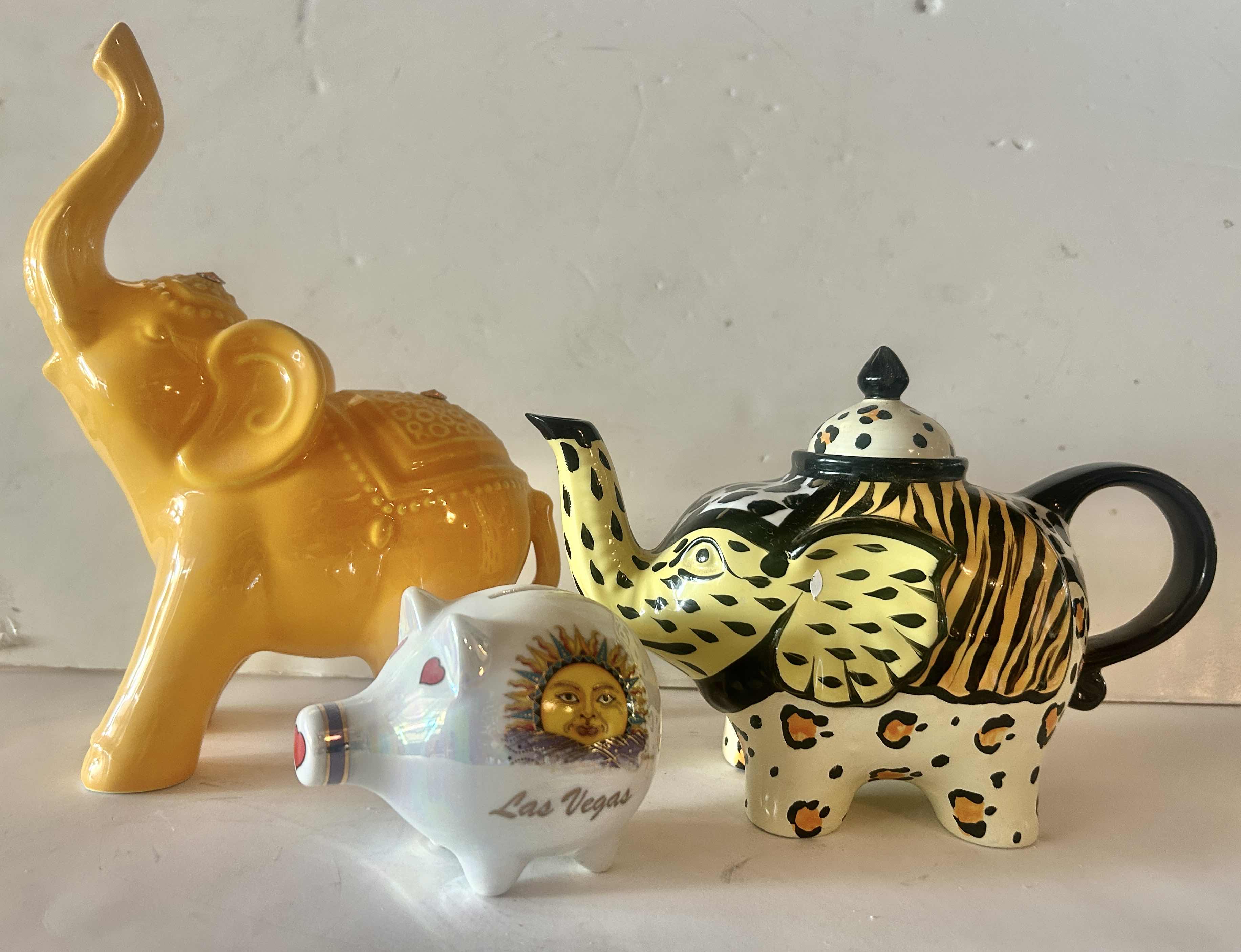 Photo 1 of 3 PC - CERAMIC ELEPHANT DECOR